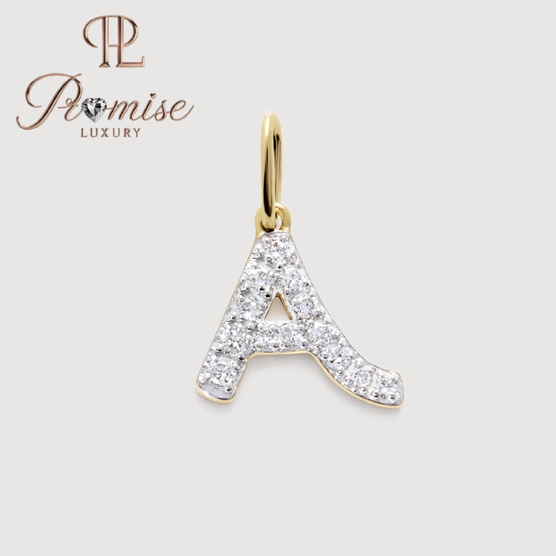 Diamond Initial "A" Pendant in 14K Gold, Custom Letter Necklace, Personalized Gift for Her
