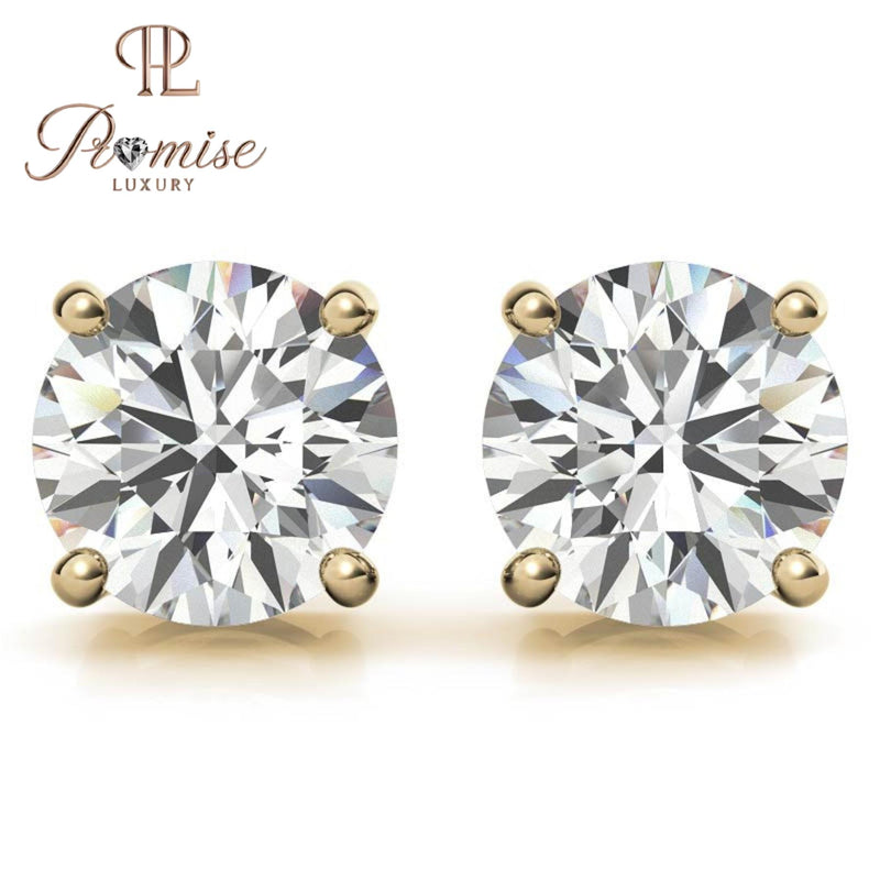 Classic Round Lab-Grown Diamond Stud Earrings in White Gold – Timeless Brilliance for Everyday Elegance