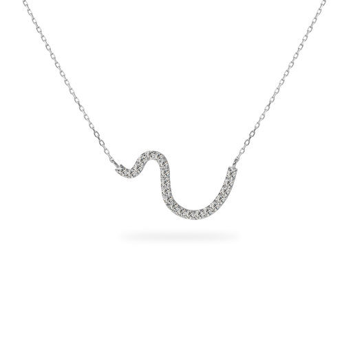 1.0 CT Lab-grown Round Diamonds, D-F Color, VS Clarity 14K Gold Wave Curve Diamond Pendant Necklace Dainty Luxury Gift for Her