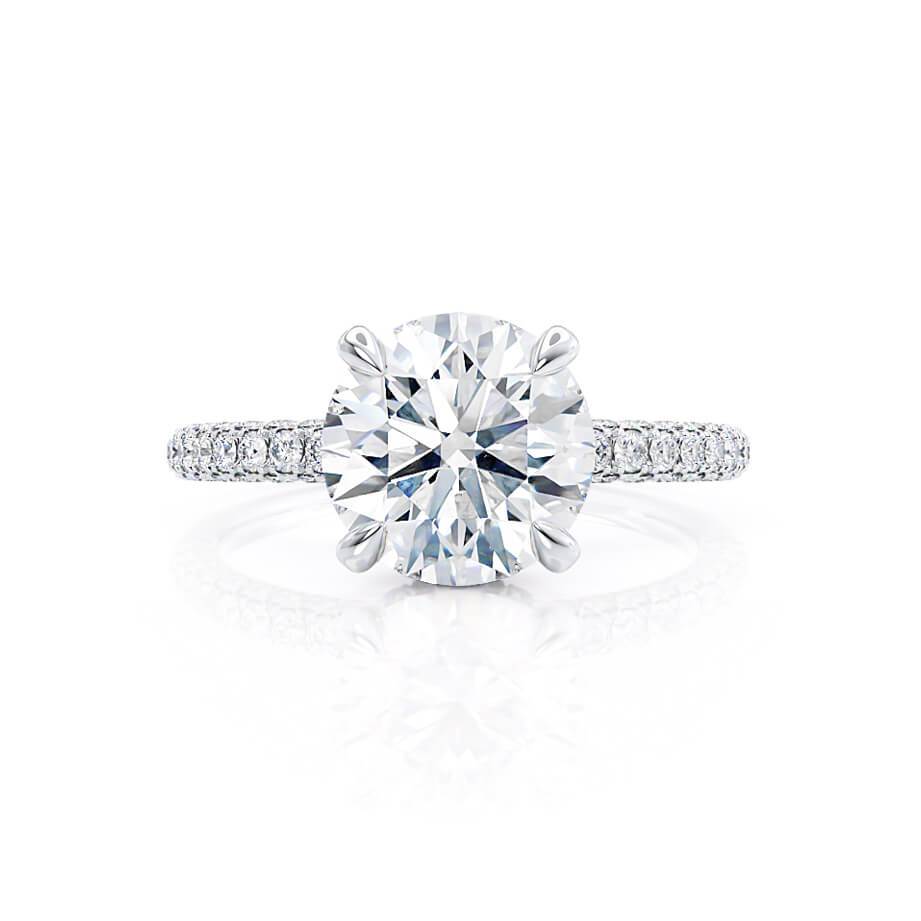 2.0 C.T Lab-Grown Diamond Ring – Round Cut Solitaire with Hidden Halo & Pavé Shank in Sterling Silver, Elegant Bridal Jewelry