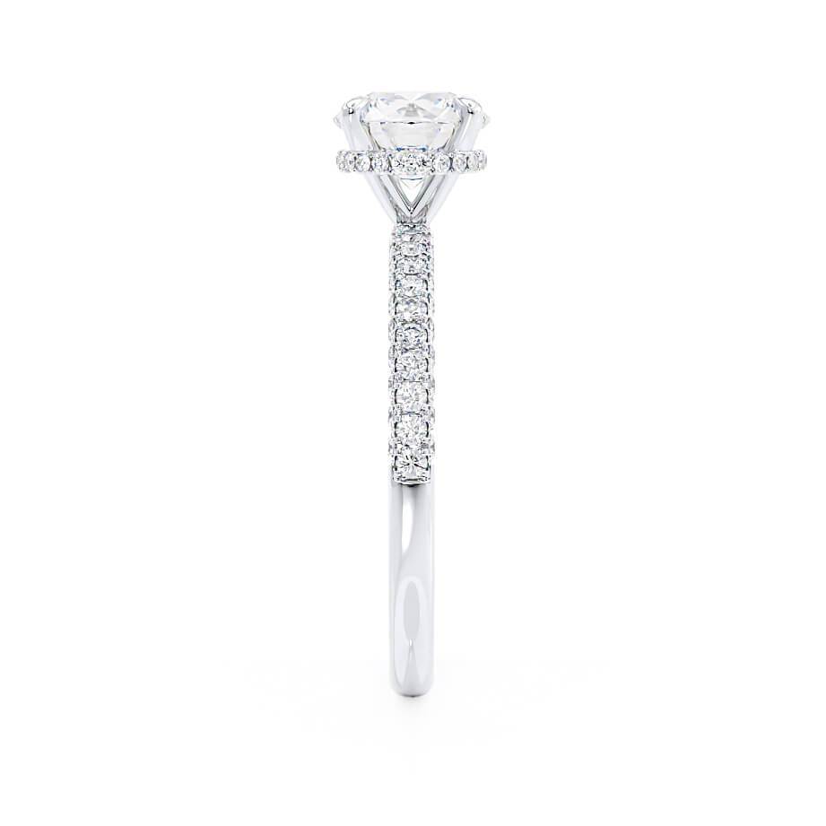 2.0 C.T Lab-Grown Diamond Ring – Round Cut Solitaire with Hidden Halo & Pavé Shank in Sterling Silver, Elegant Bridal Jewelry