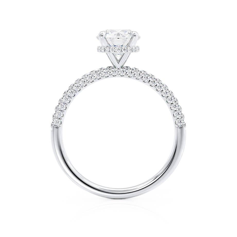 2.0 C.T Lab-Grown Diamond Ring – Round Cut Solitaire with Hidden Halo & Pavé Shank in Sterling Silver, Elegant Bridal Jewelry