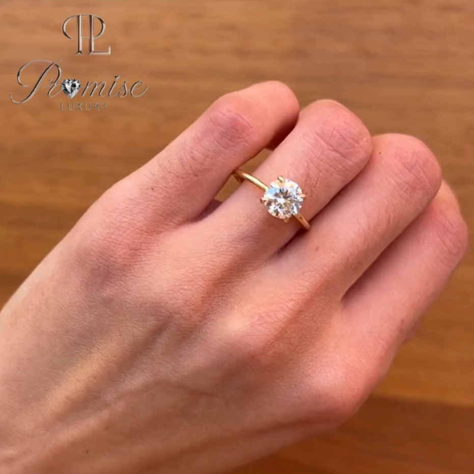 2.0 Ct Radiant Cut Lab-Grown Diamond Solitaire Engagement Ring in 14K Yellow Gold, Minimalist Gold Ring, Elegant Bridal Jewelry for Women