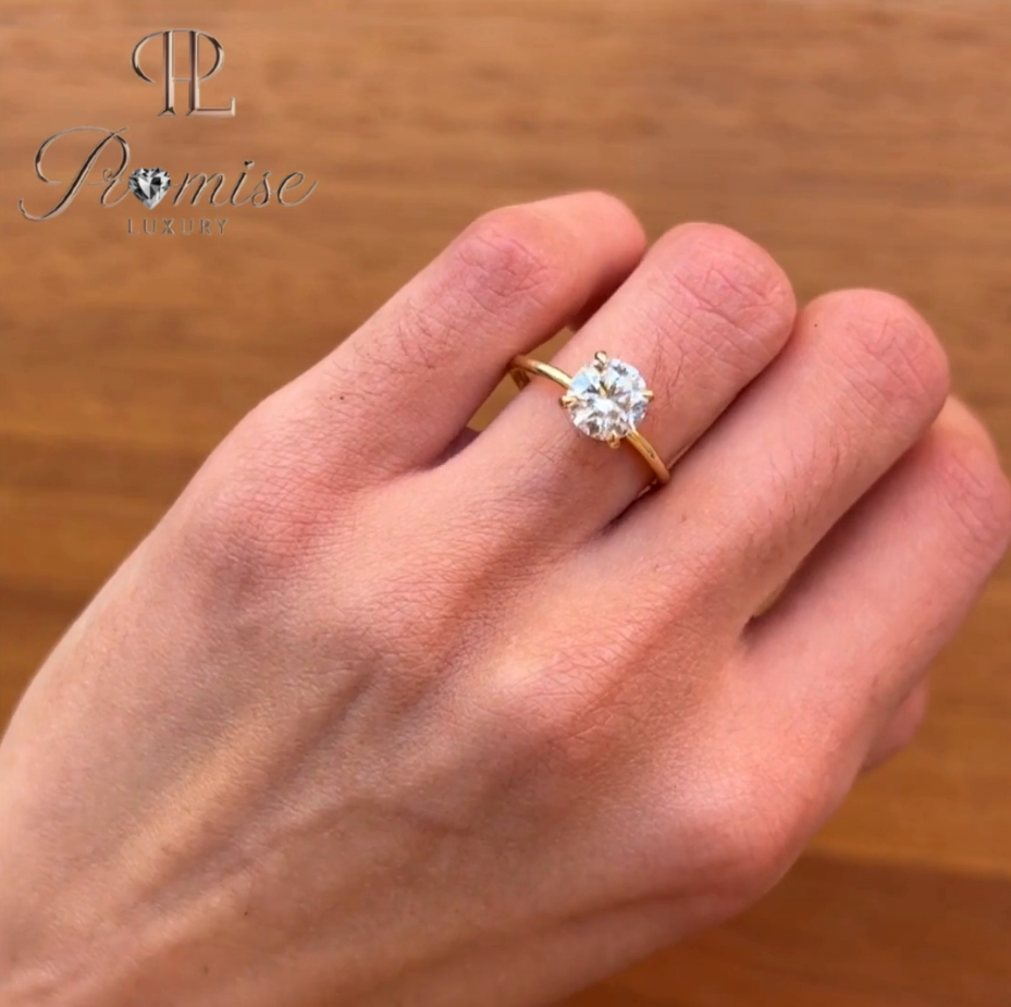2.0 Ct Radiant Cut Lab-Grown Diamond Solitaire Engagement Ring in 14K Yellow Gold, Minimalist Gold Ring, Elegant Bridal Jewelry for Women