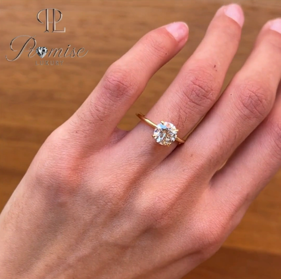 2.0 Ct Radiant Cut Lab-Grown Diamond Solitaire Engagement Ring in 14K Yellow Gold, Minimalist Gold Ring, Elegant Bridal Jewelry for Women