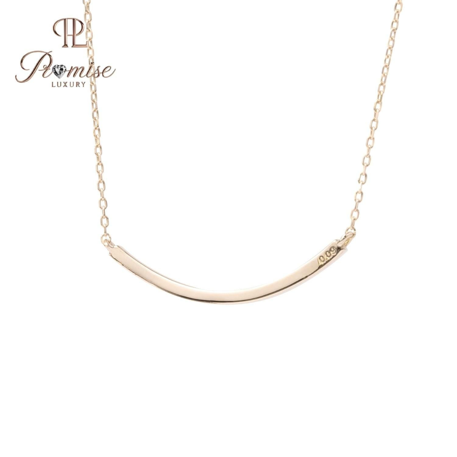 1.0 CT Lab-grown Round Diamonds 10K Yellow Gold Curved Diamond Bar Necklace – D-F Color, VS Clarity, Elegant Everyday Pendant