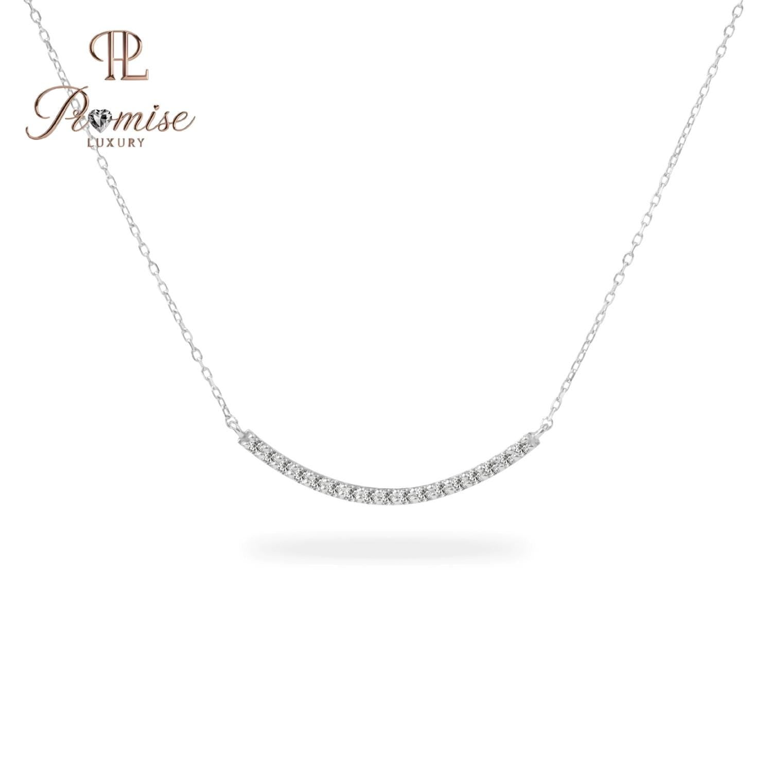 1.0 CT Lab-grown Round Diamonds 10K Yellow Gold Curved Diamond Bar Necklace – D-F Color, VS Clarity, Elegant Everyday Pendant