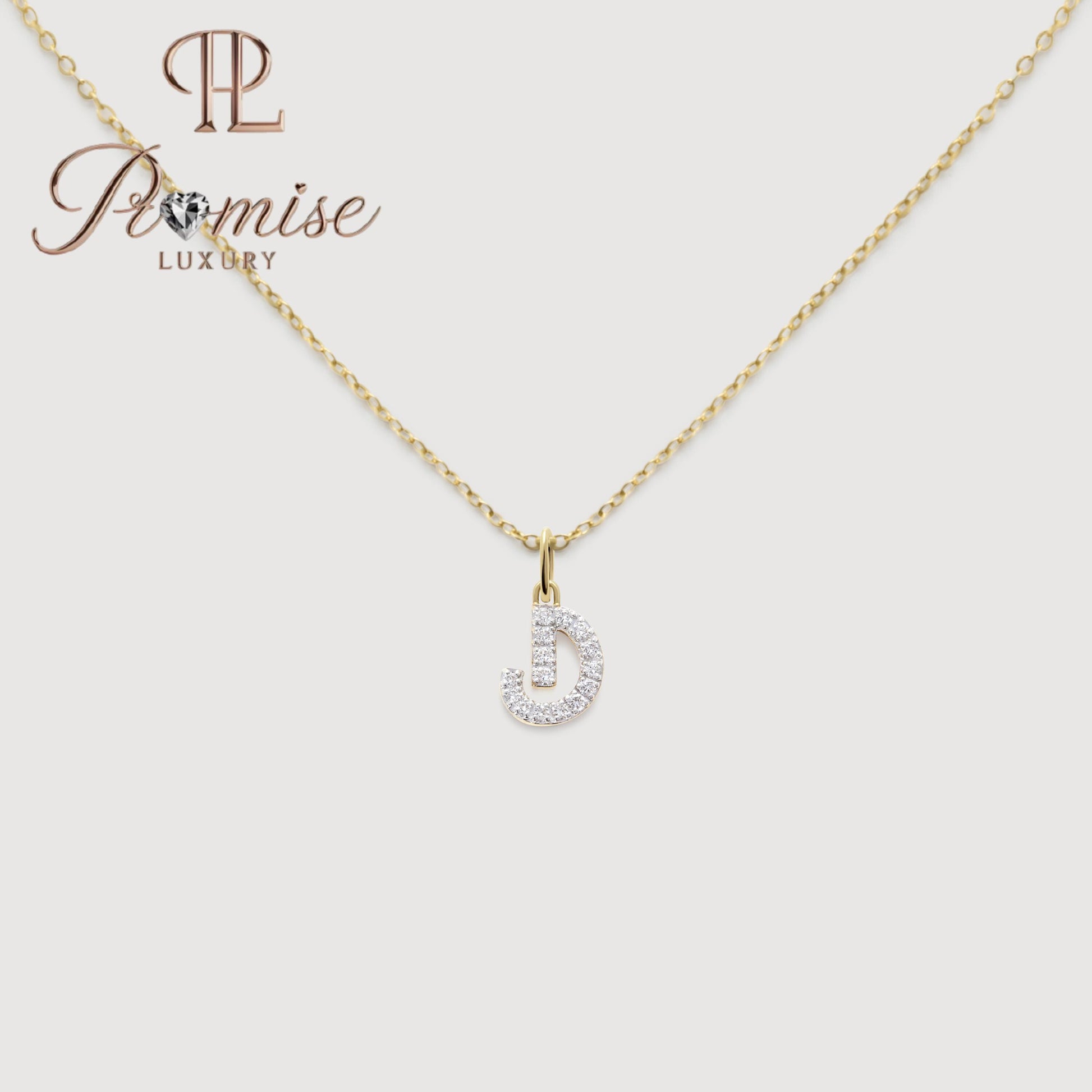 Diamond Initial "D" Pendant Necklace in 14K Gold – Personalized Letter Jewelry by Promise Luxury