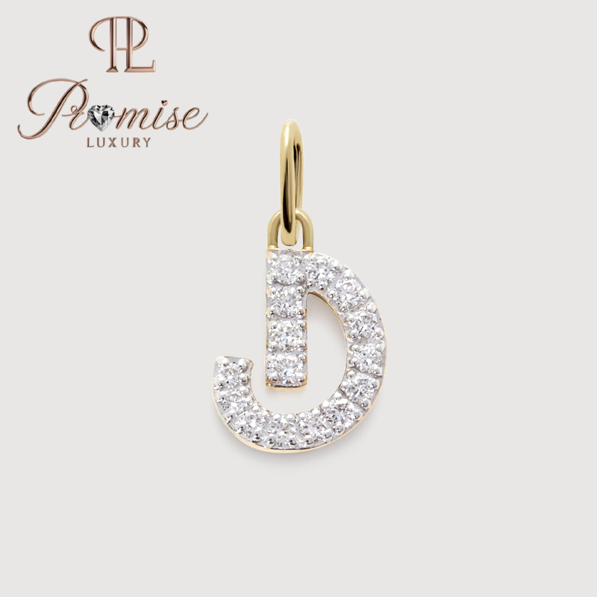 Diamond Initial "D" Pendant Necklace in 14K Gold – Personalized Letter Jewelry by Promise Luxury
