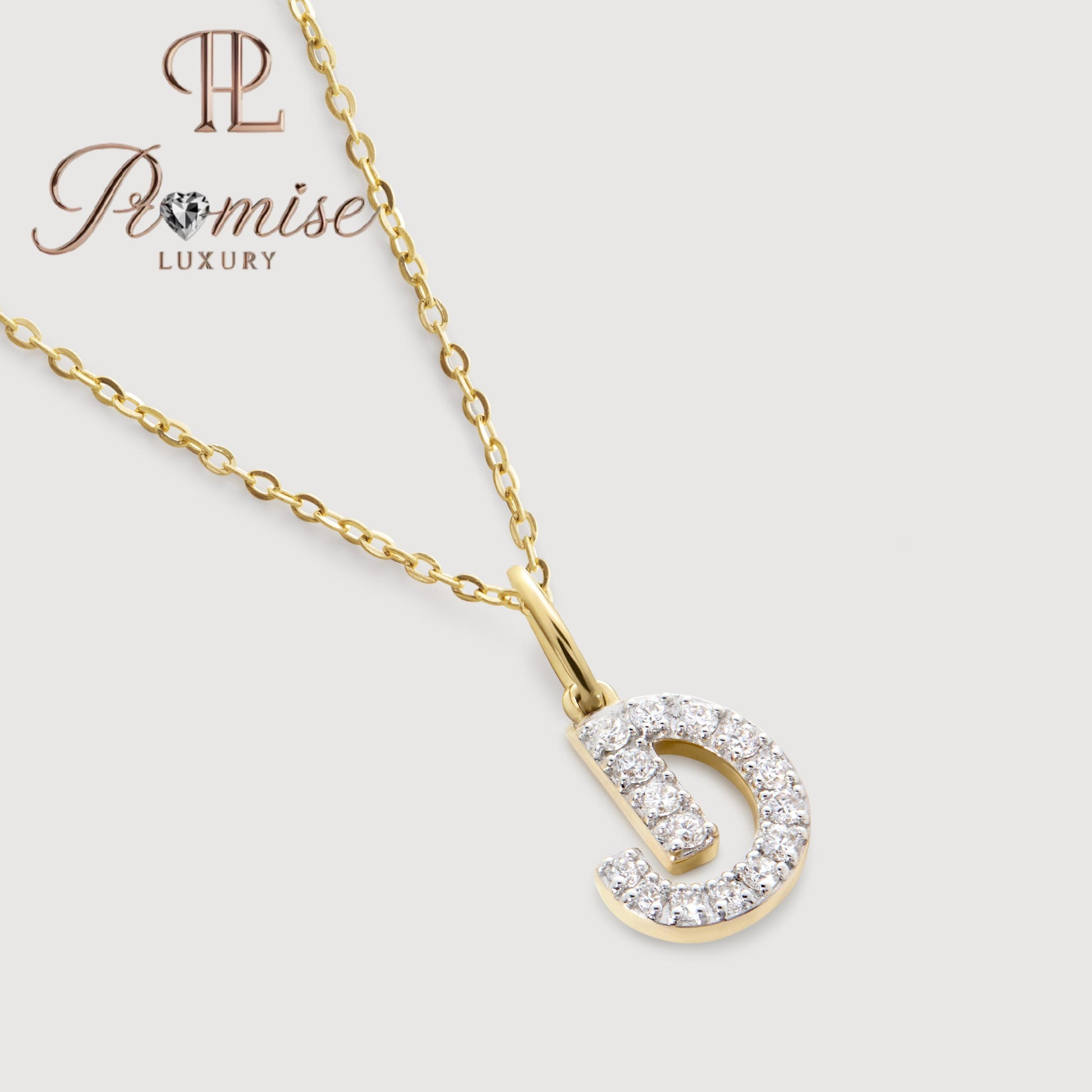 Diamond Initial "D" Pendant Necklace in 14K Gold – Personalized Letter Jewelry by Promise Luxury