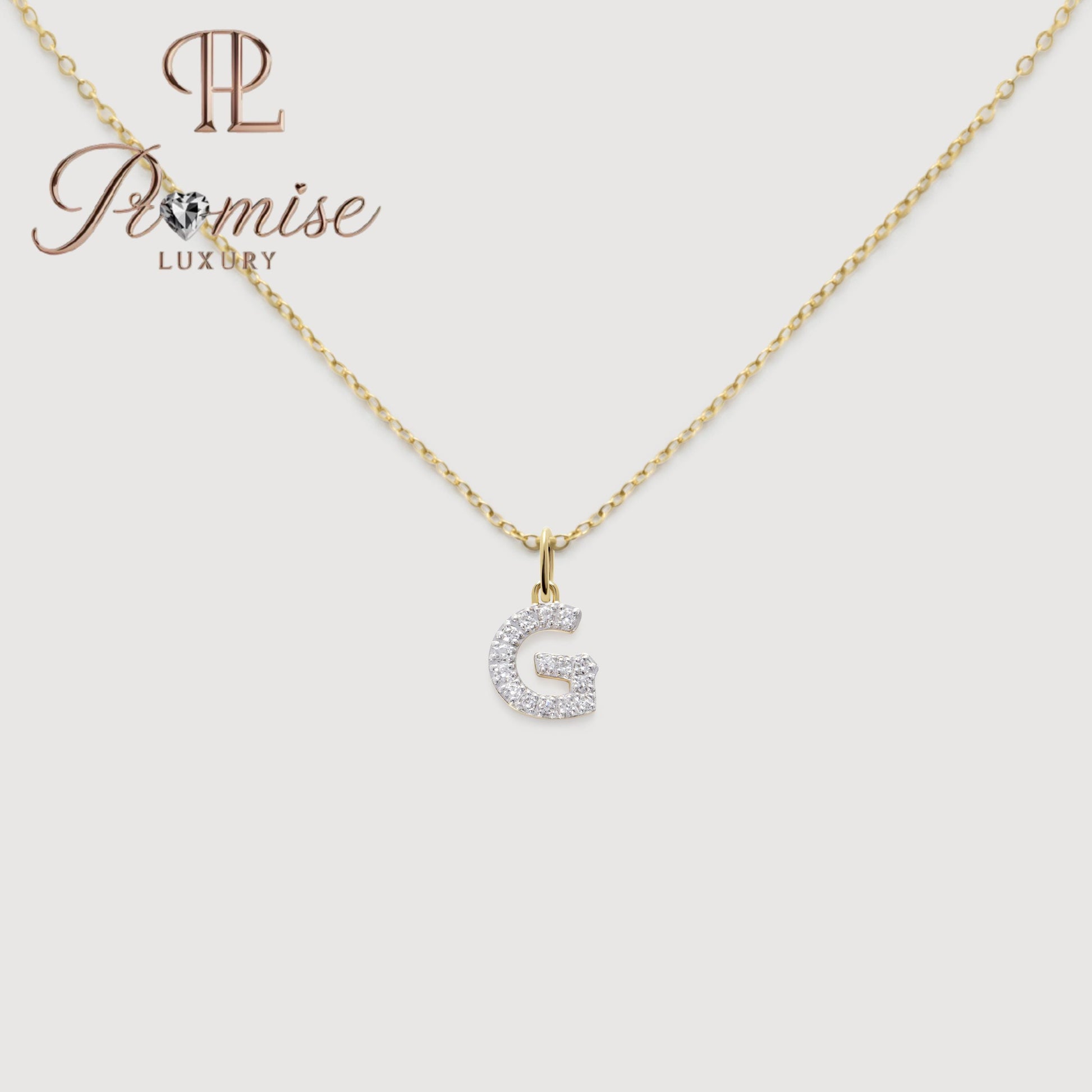 Diamond Initial "G" Pendant Necklace in 14K Gold – Personalized Sparkling Letter Jewelry by Promise Luxury
