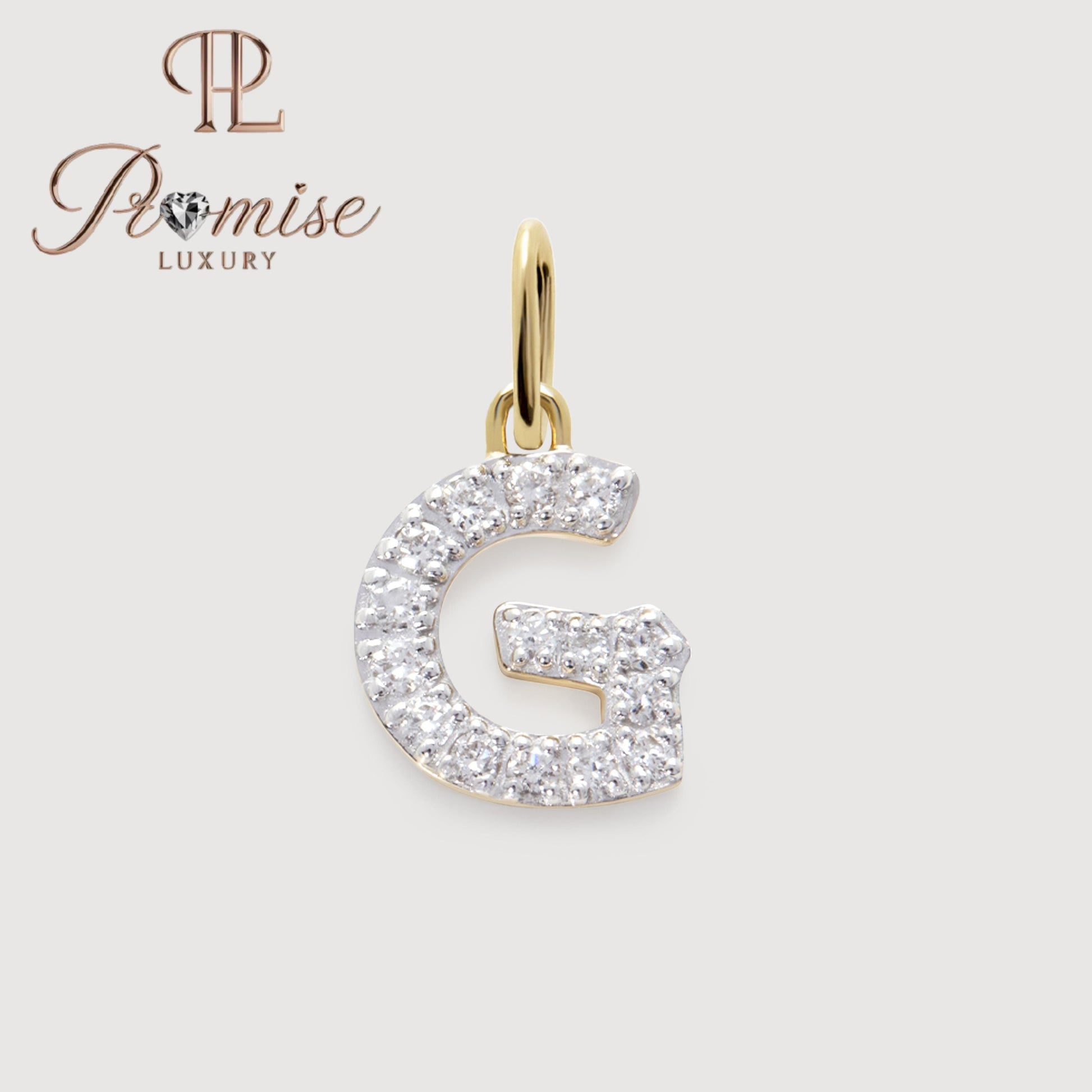 Diamond Initial "G" Pendant Necklace in 14K Gold – Personalized Sparkling Letter Jewelry by Promise Luxury