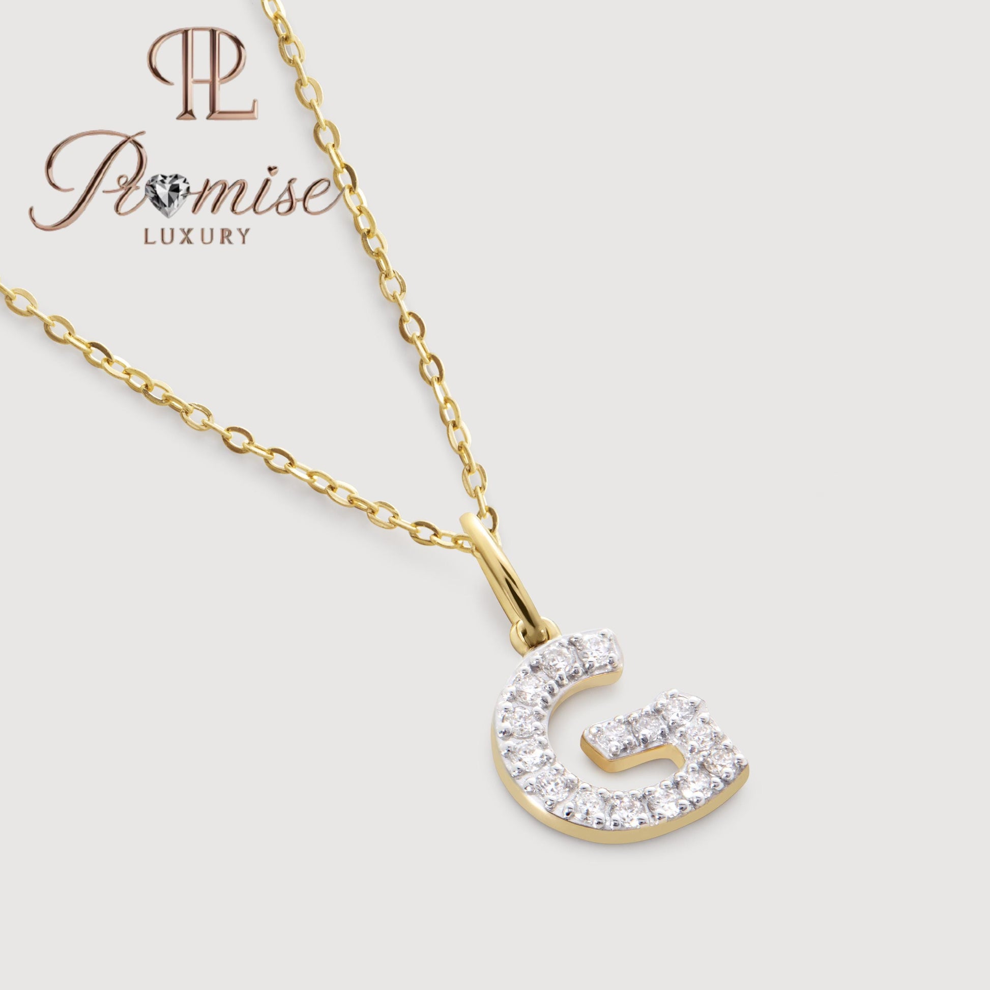 Diamond Initial "G" Pendant Necklace in 14K Gold – Personalized Sparkling Letter Jewelry by Promise Luxury