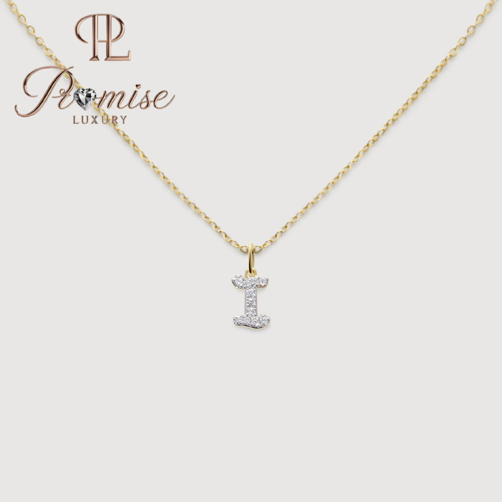 Diamond Initial "I" Pendant Necklace in 14K Gold – Elegant Personalized Letter Jewelry by Promise Luxury