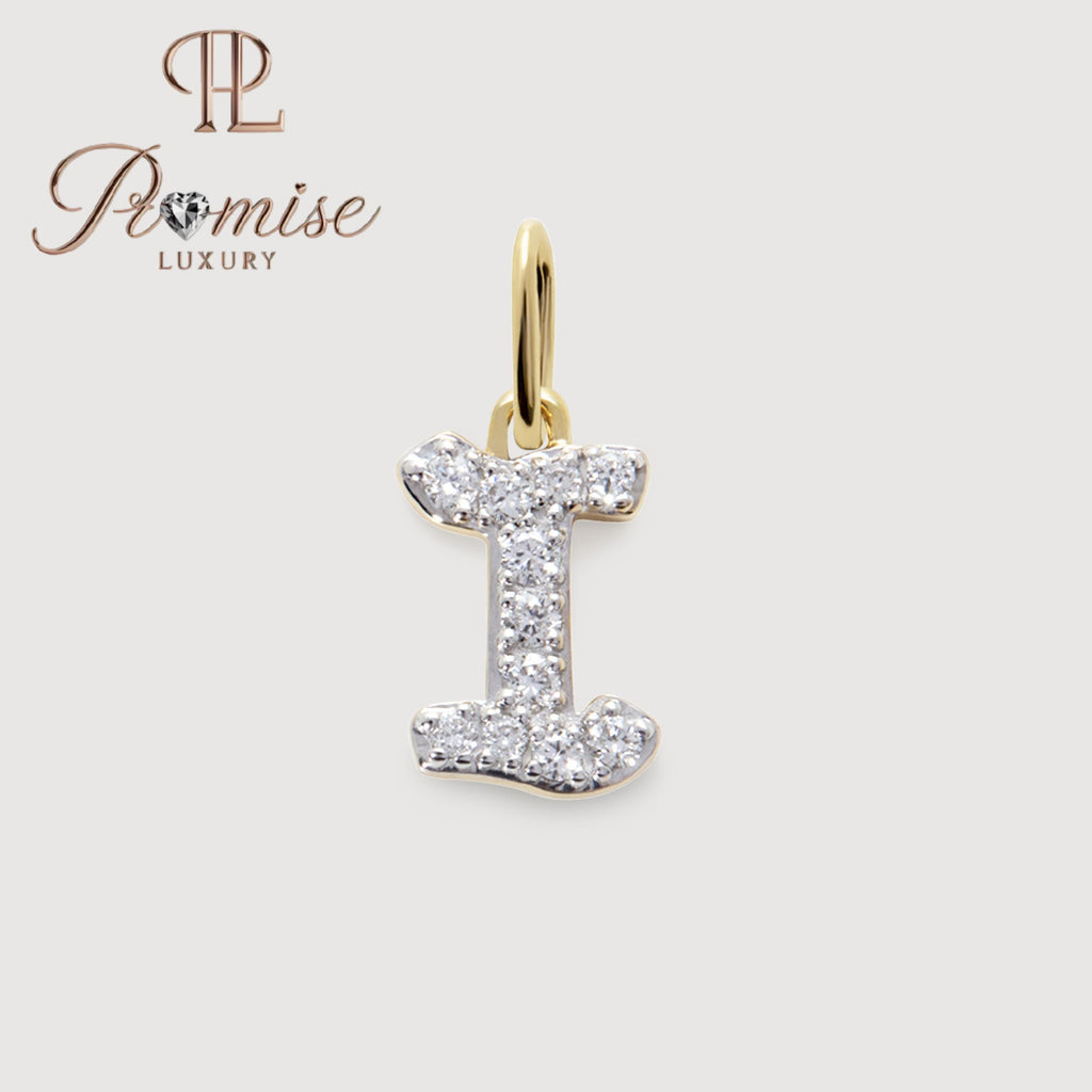 Diamond Initial "I" Pendant Necklace in 14K Gold – Elegant Personalized Letter Jewelry by Promise Luxury