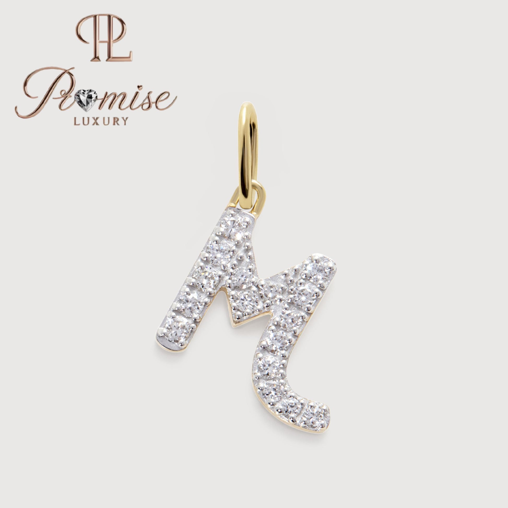 Diamond Initial "M" Pendant Necklace in 14K Gold – Elegant Personalized Letter Jewelry by Promise Luxury