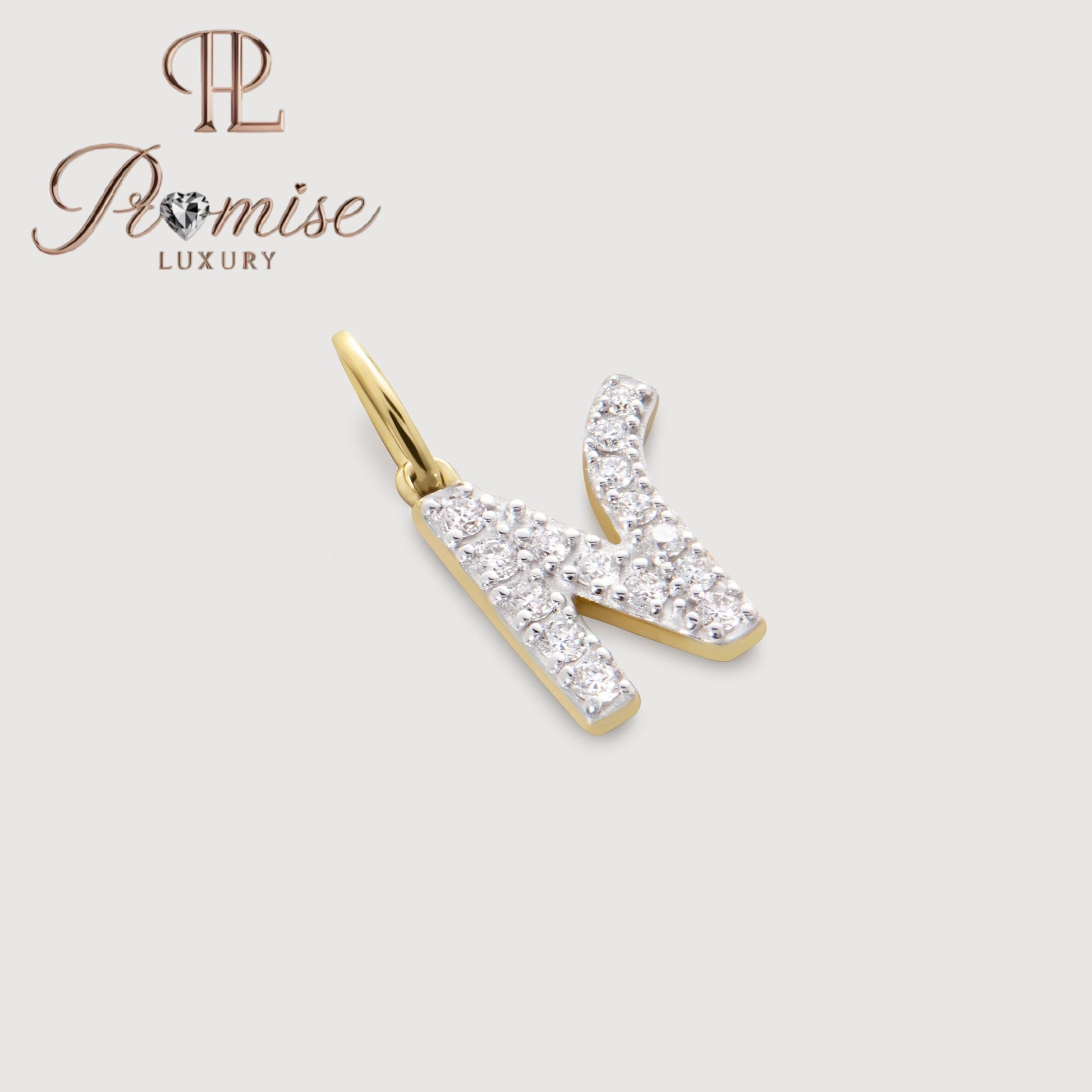 Diamond Initial "N" Pendant Necklace in 14K Gold – Sparkling Personalized Letter Jewelry by Promise Luxury