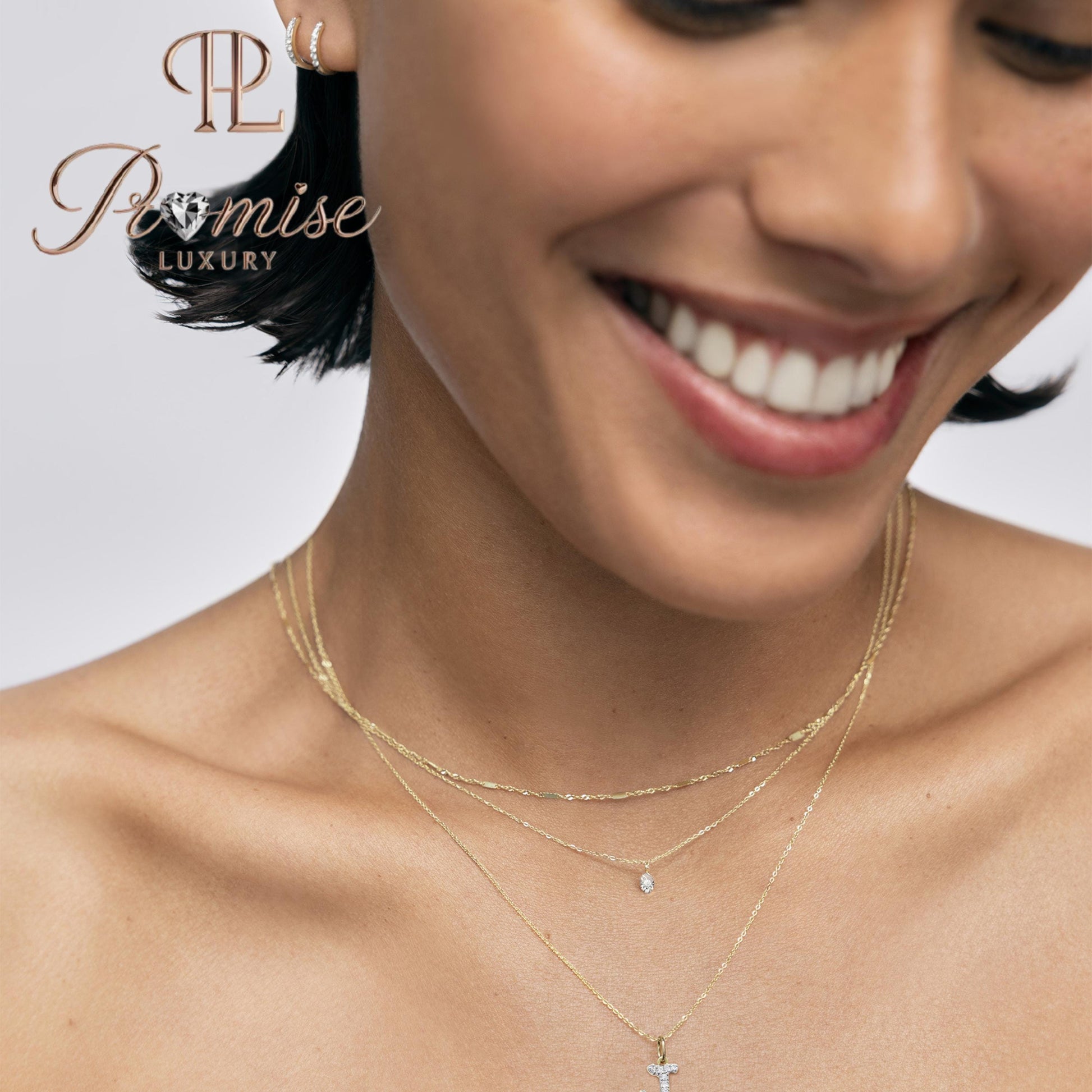Diamond Initial "R" Pendant Necklace in 14K Gold – Personalized Sparkling Letter Jewelry by Promise Luxury