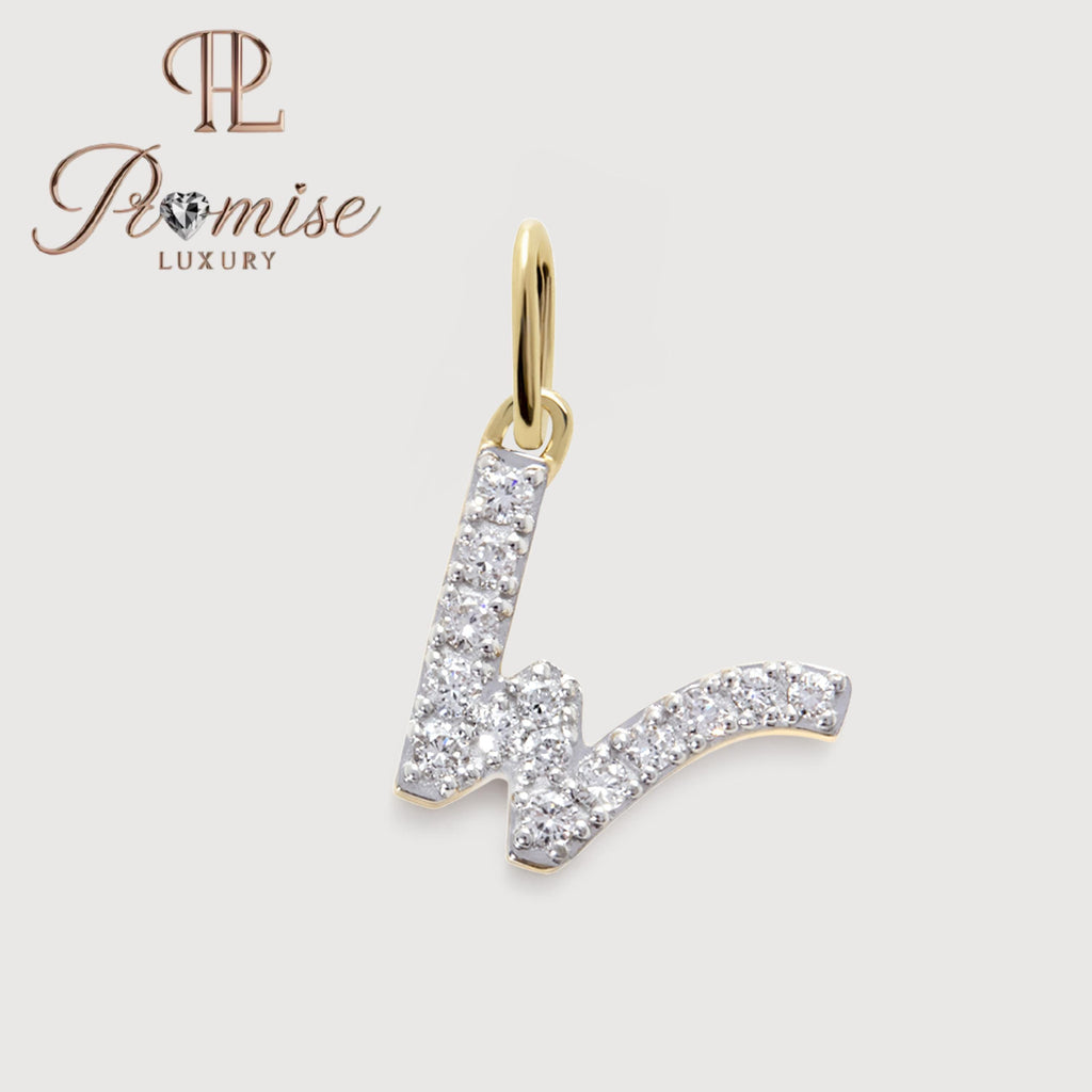 Diamond Initial "W" Pendant Necklace in 14K Gold – Elegant Letter Jewelry by Promise Luxury