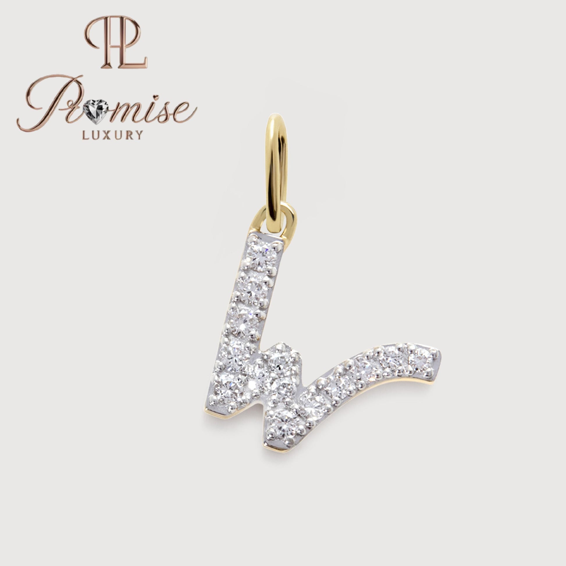 Diamond Initial "W" Pendant Necklace in 14K Gold – Elegant Letter Jewelry by Promise Luxury