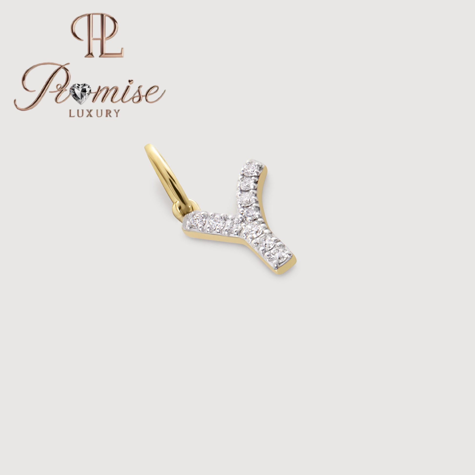Diamond Initial "Y" Pendant Necklace in 14K Gold – Stylish Letter Jewelry by Promise Luxury