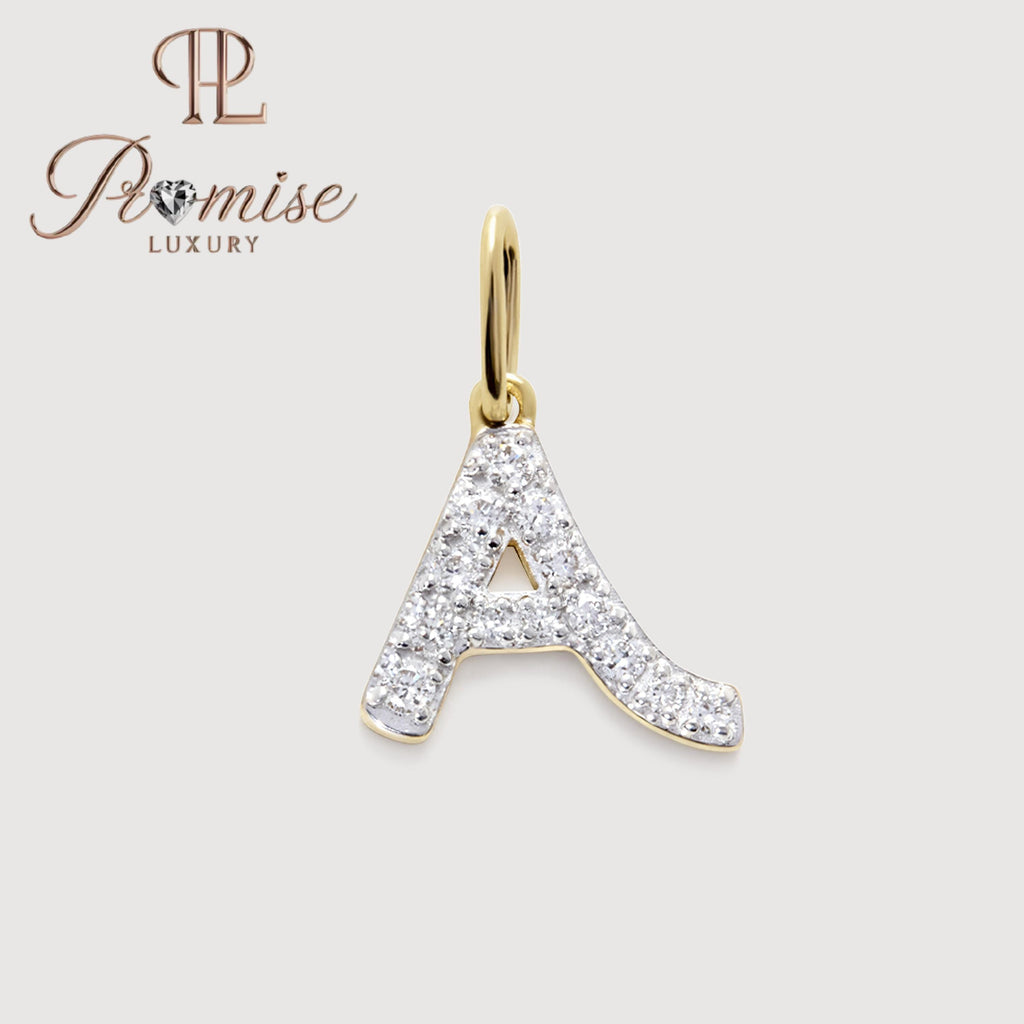 Diamond Initial "A" Pendant in 14K Gold, Custom Letter Necklace, Personalized Gift for Her