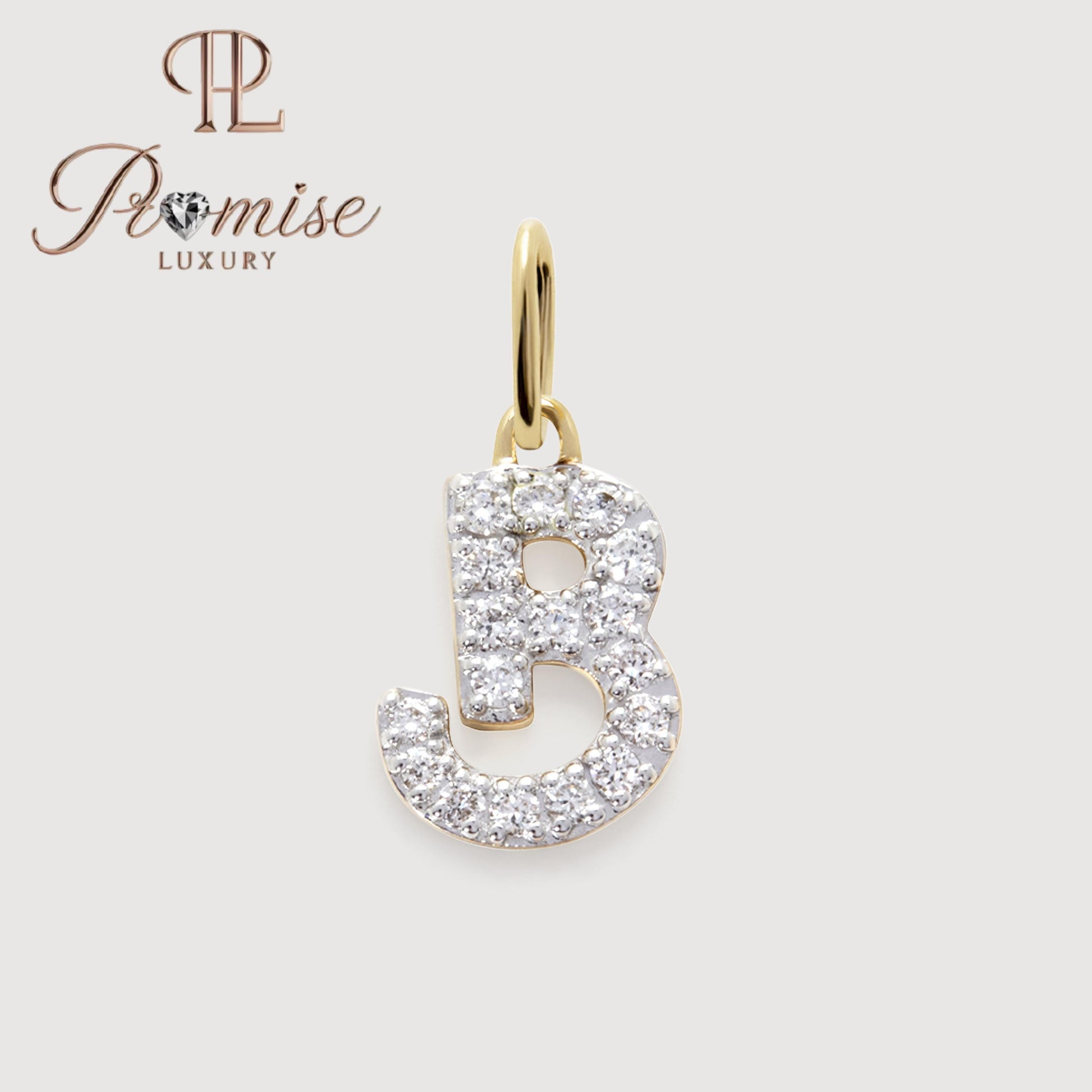Diamond Initial "B" Pendant Necklace in 14K Gold – Personalized Letter Jewelry by Promise Luxury