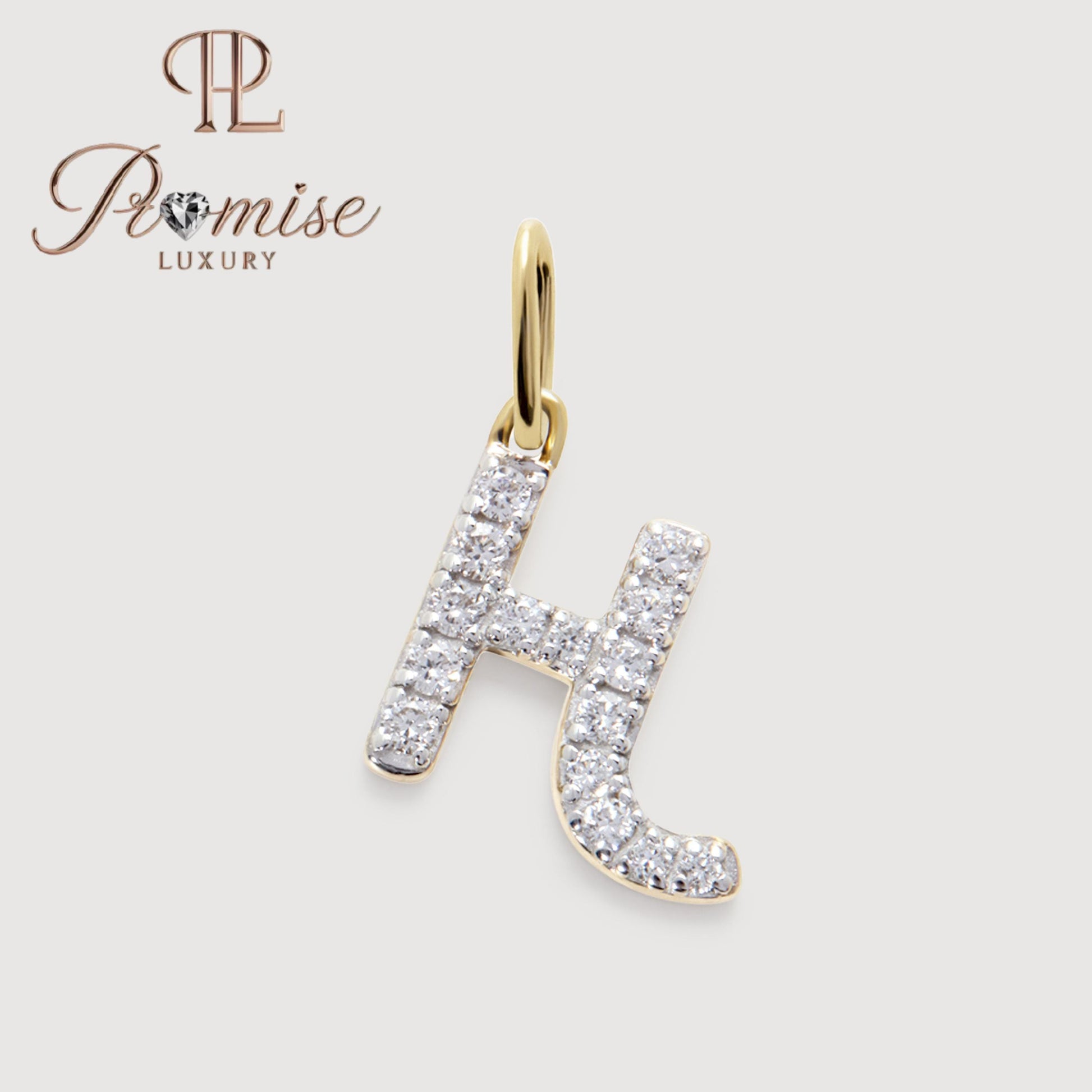 Diamond Initial "H" Pendant Necklace in 14K Gold – Personalized Sparkling Letter Jewelry by Promise Luxury