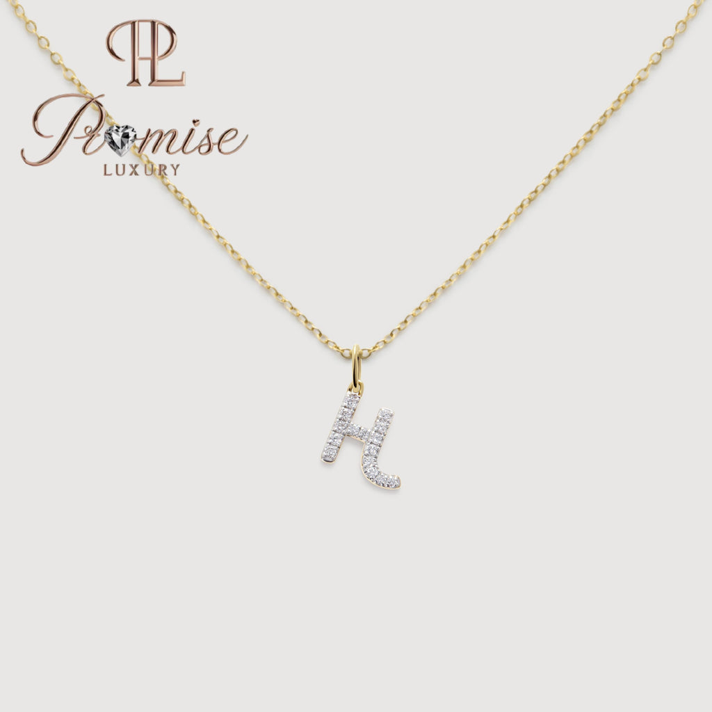Diamond Initial "H" Pendant Necklace in 14K Gold – Personalized Sparkling Letter Jewelry by Promise Luxury