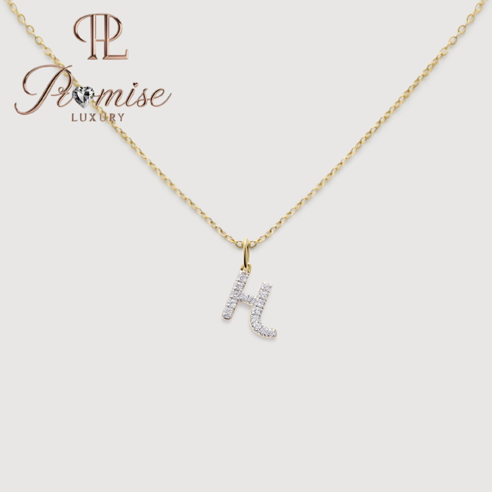 Diamond Initial "H" Pendant Necklace in 14K Gold – Personalized Sparkling Letter Jewelry by Promise Luxury