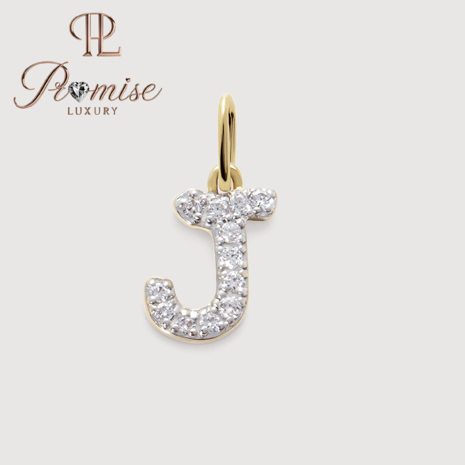Diamond Initial "J" Pendant Necklace in 14K Gold – Sparkling Personalized Letter Jewelry by Promise Luxury