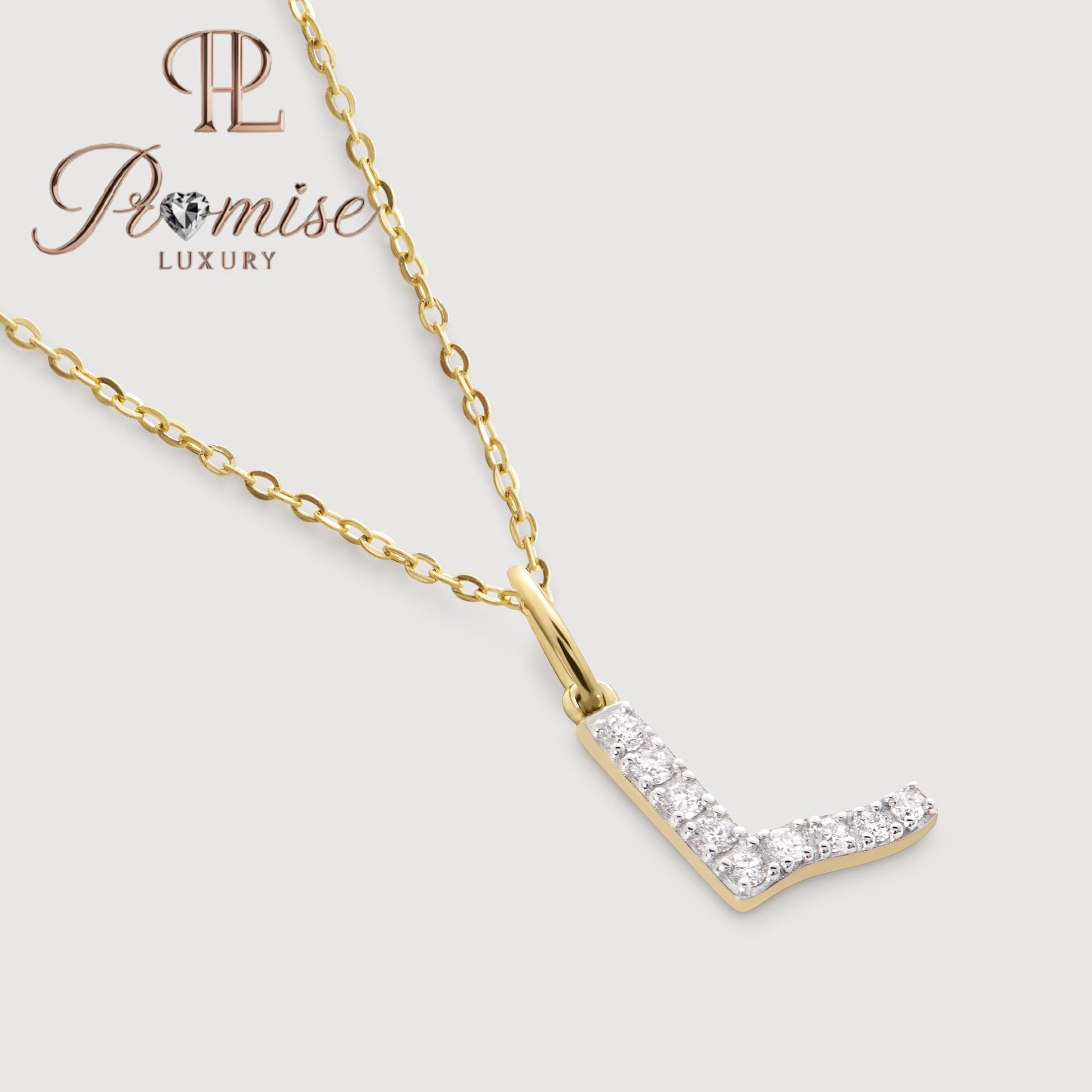 Diamond Initial "L" Pendant Necklace in 14K Gold – Elegant Personalized Letter Jewelry by Promise Luxury