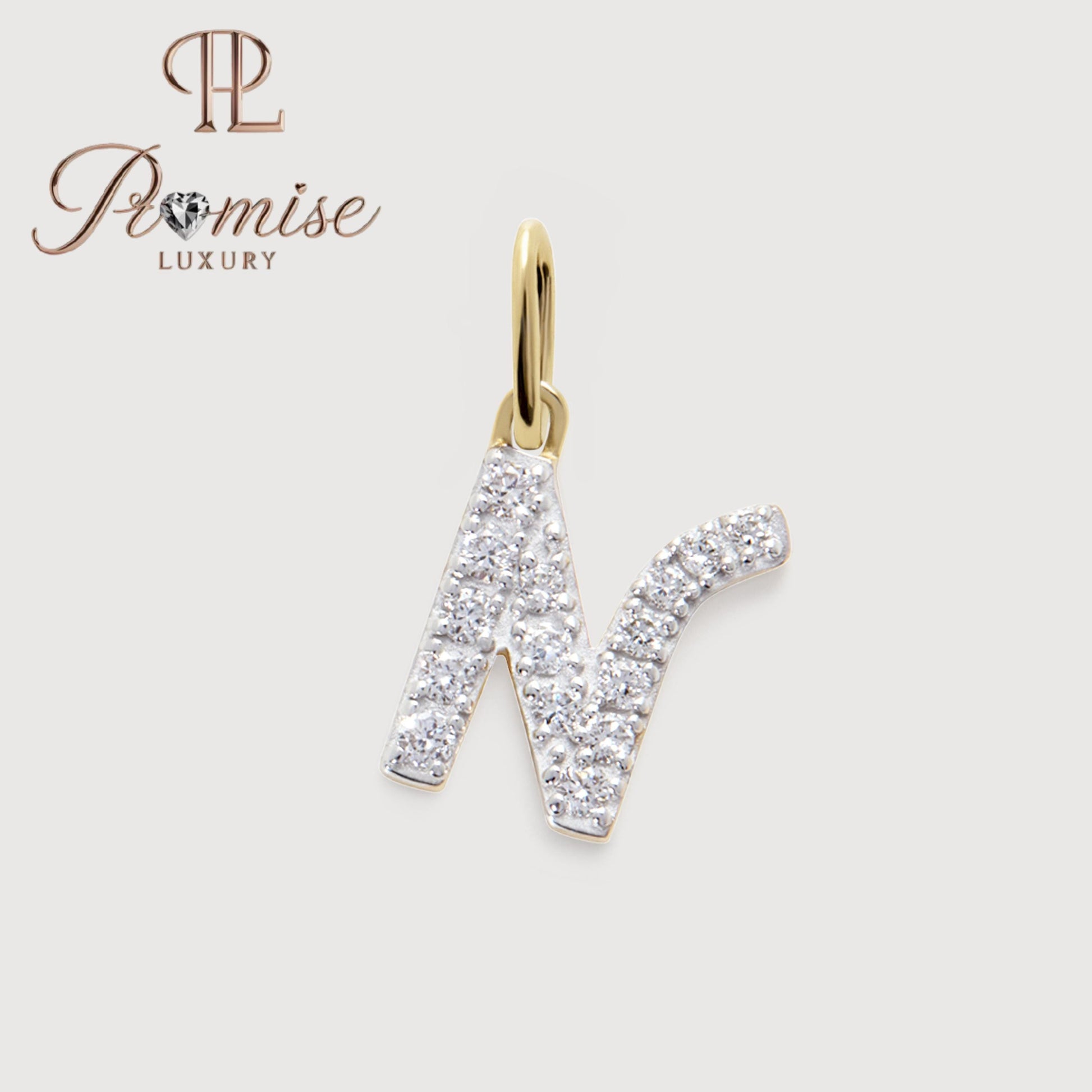 Diamond Initial "N" Pendant Necklace in 14K Gold – Sparkling Personalized Letter Jewelry by Promise Luxury