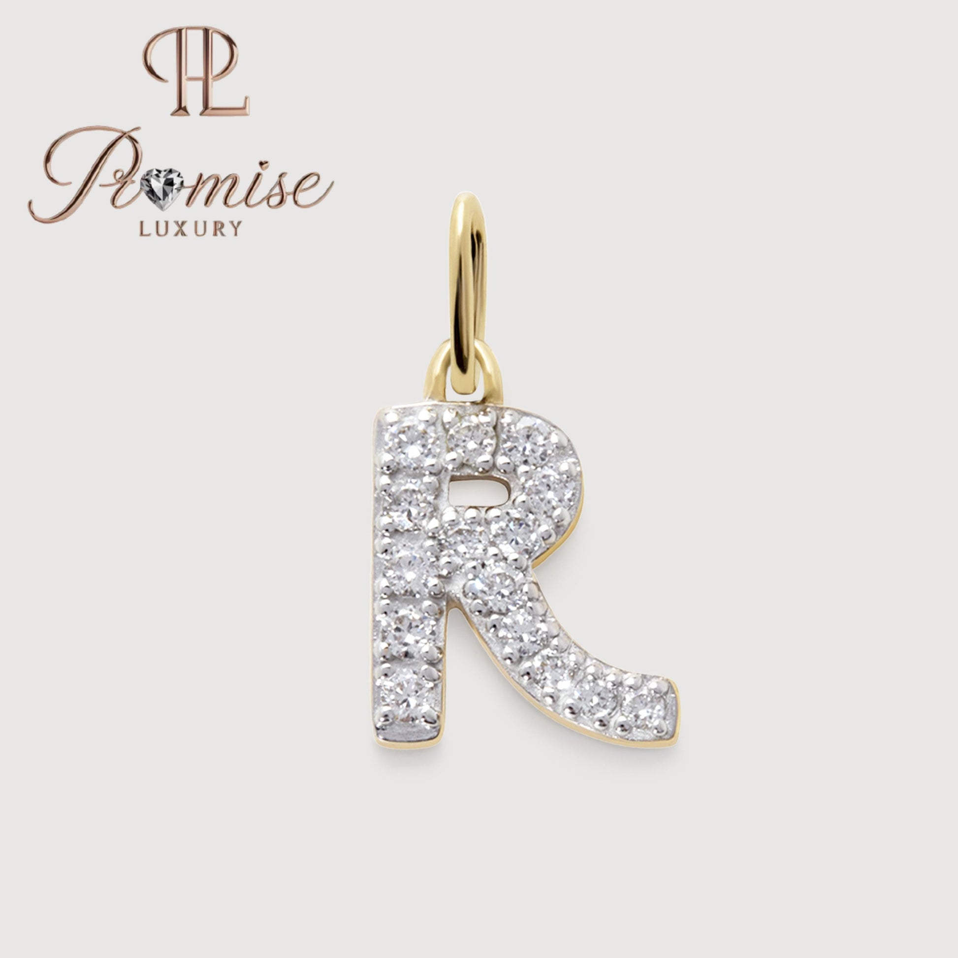 Diamond Initial "R" Pendant Necklace in 14K Gold – Personalized Sparkling Letter Jewelry by Promise Luxury