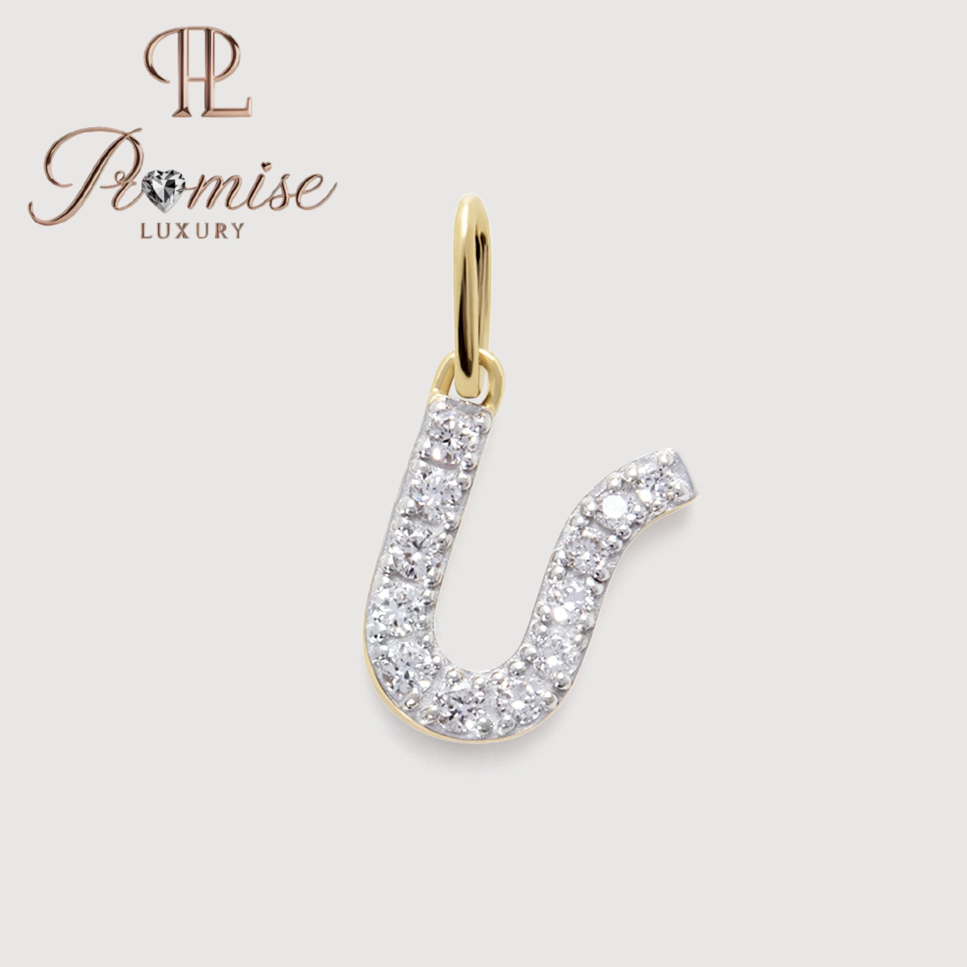 Diamond Initial "U" Pendant Necklace in 14K Gold – Elegant Sparkling Letter Jewelry by Promise Luxury