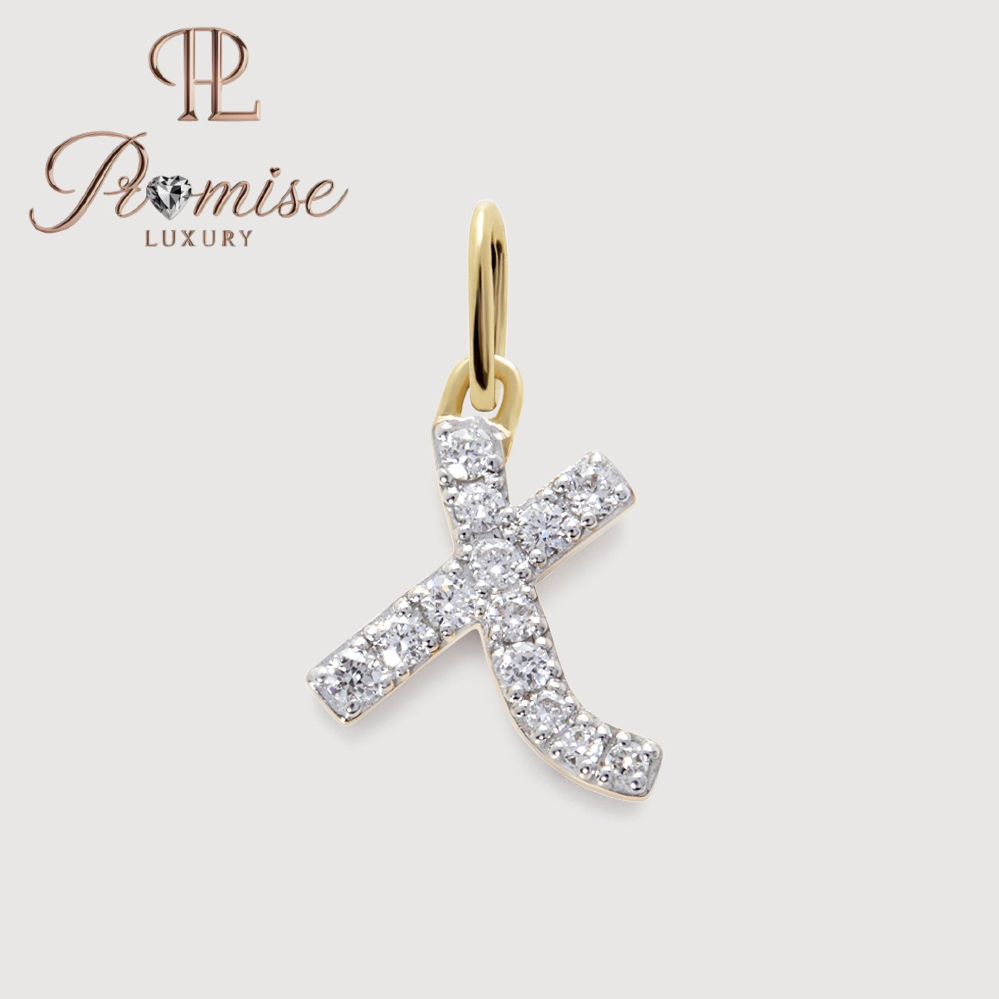 Diamond Initial "X" Pendant Necklace in 14K Gold – Elegant Letter Jewelry by Promise Luxury