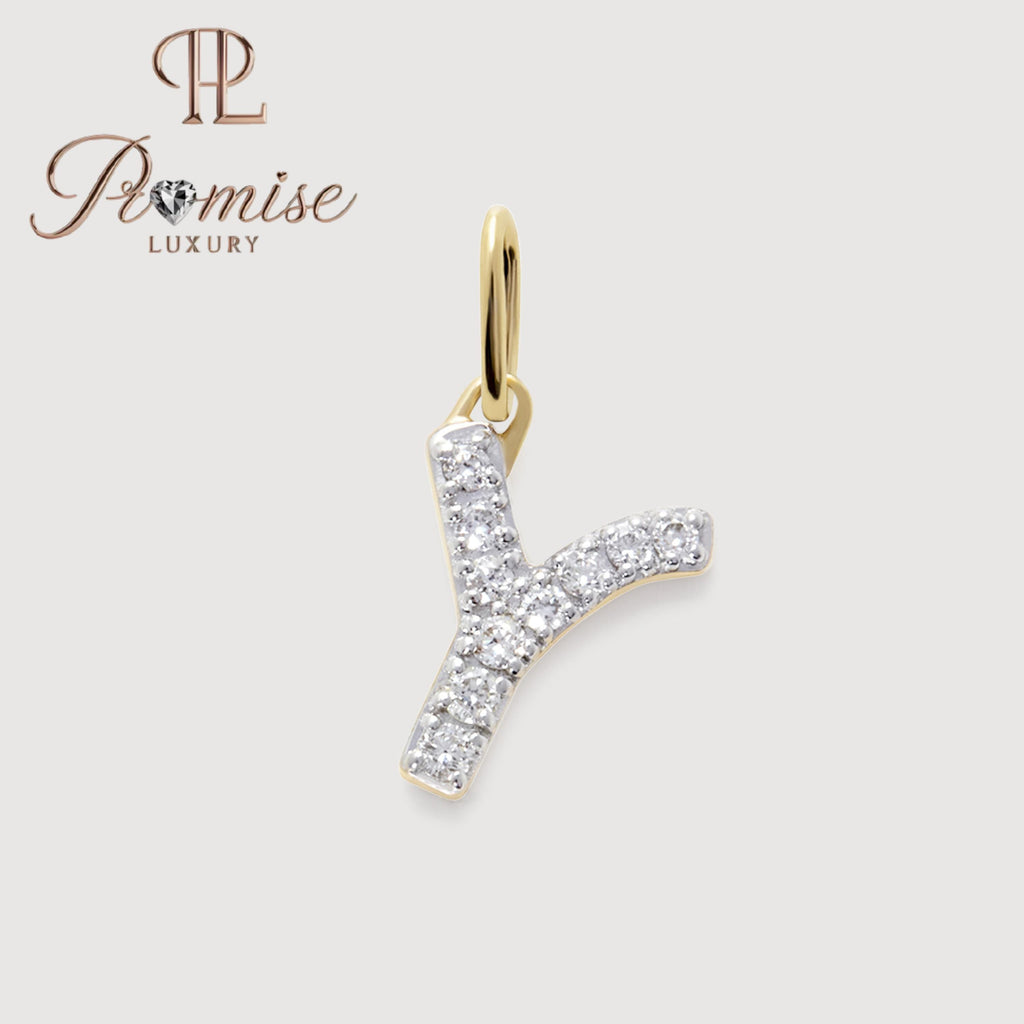 Diamond Initial "Y" Pendant Necklace in 14K Gold – Stylish Letter Jewelry by Promise Luxury