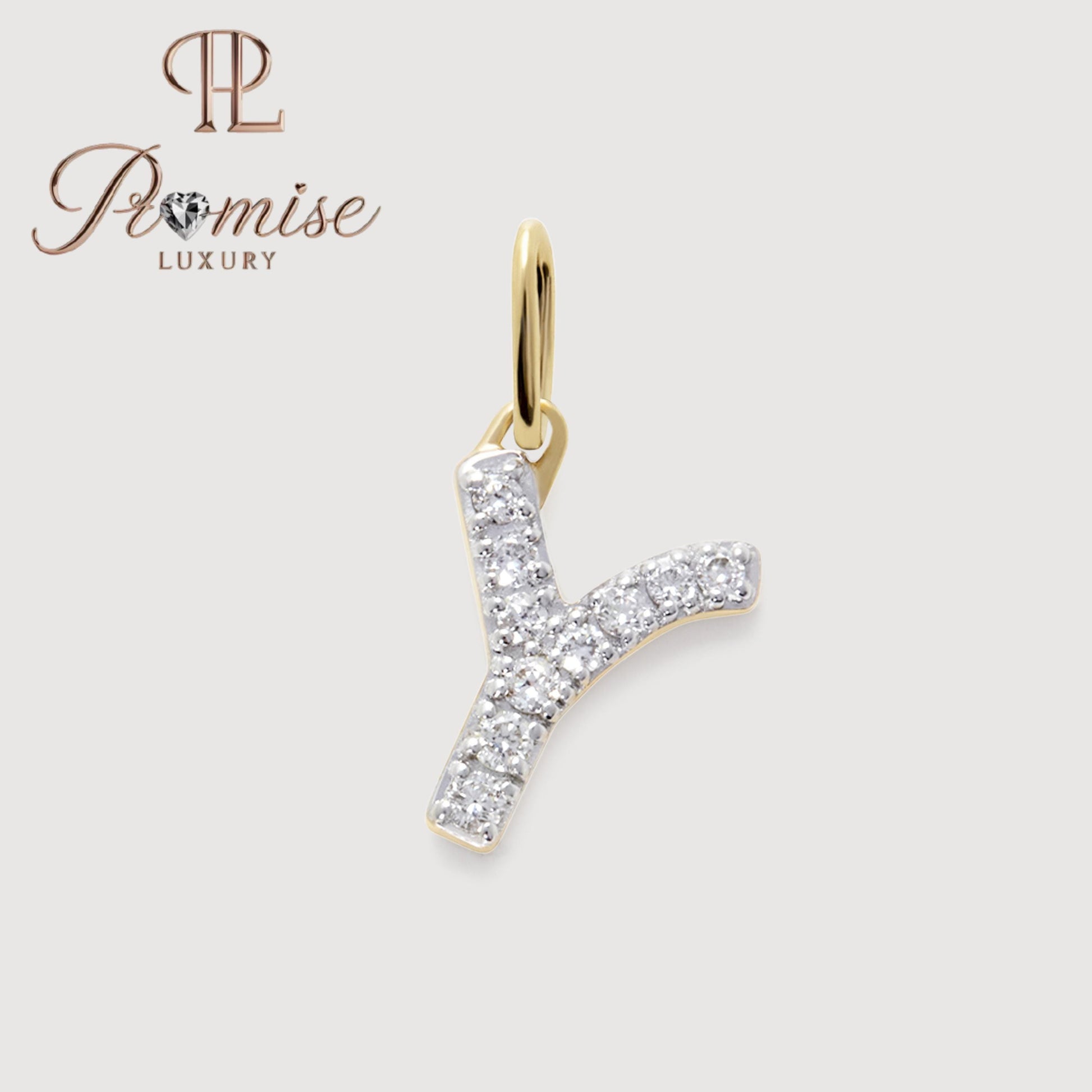Diamond Initial "Y" Pendant Necklace in 14K Gold – Stylish Letter Jewelry by Promise Luxury