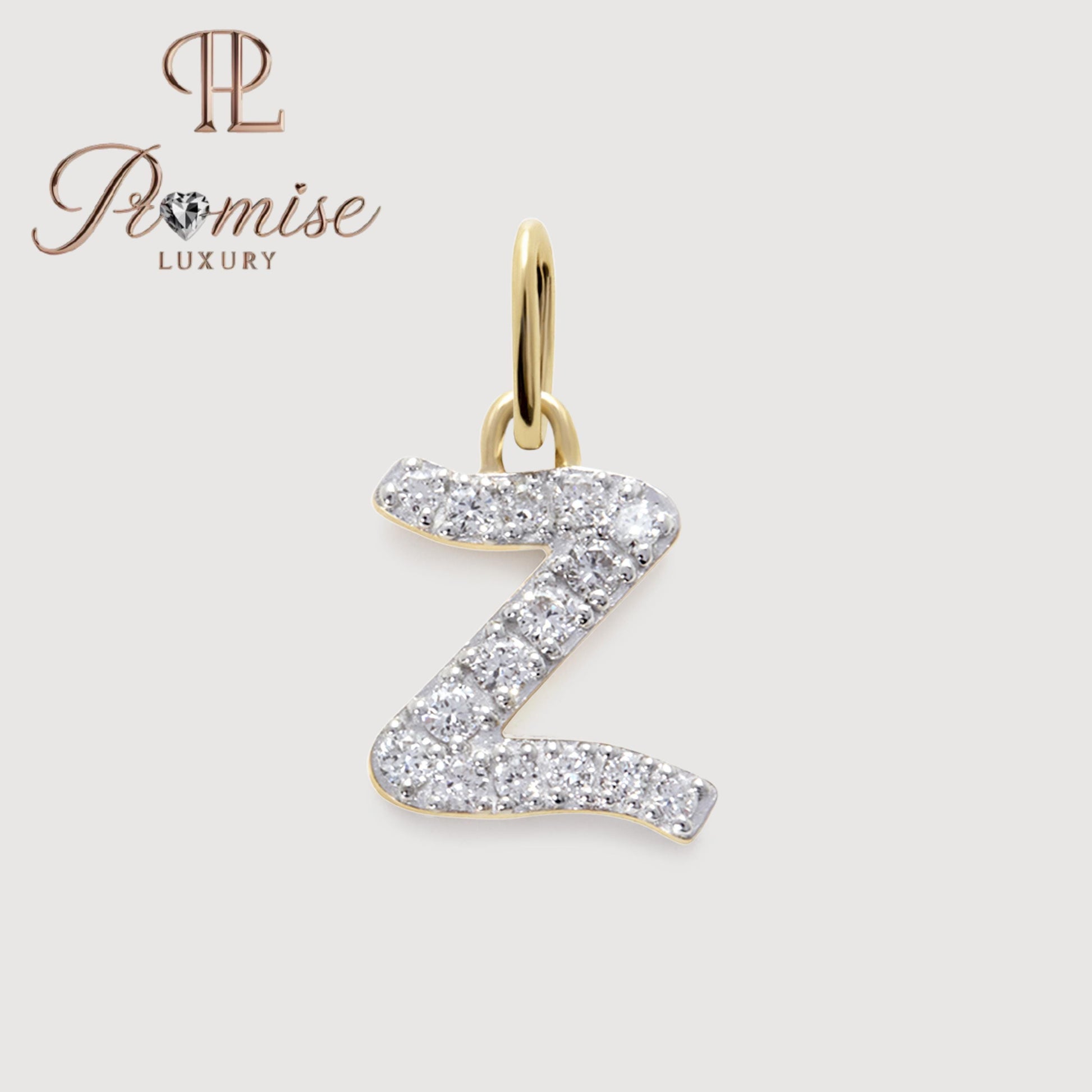 Diamond Initial "Z" Pendant Necklace in 14K Gold – Elegant Letter Jewelry by Promise Luxury