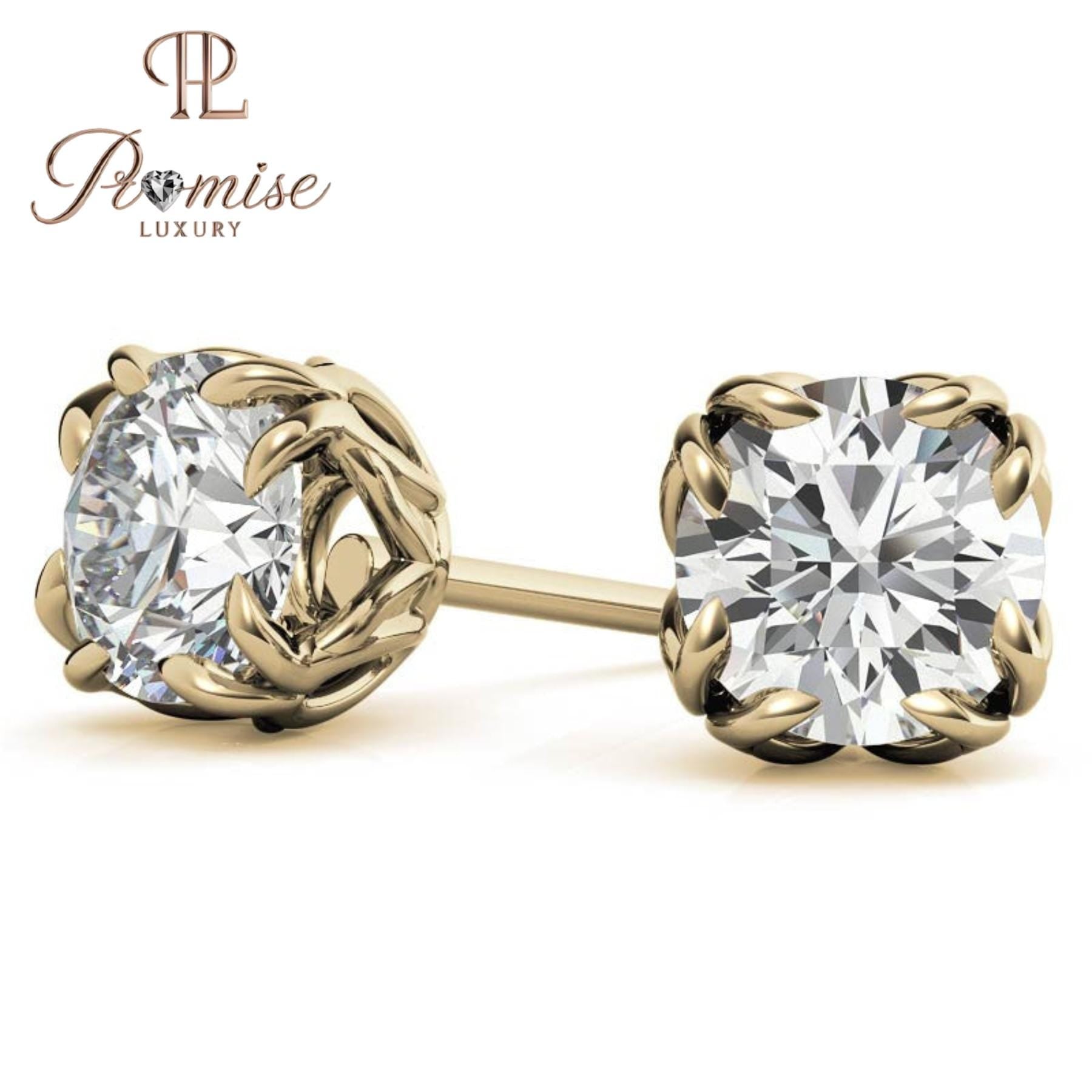 Classic Round Diamond Stud Earrings in Platinum with Claw Prong Setting – Bold, Timeless & Unmatched Brilliance