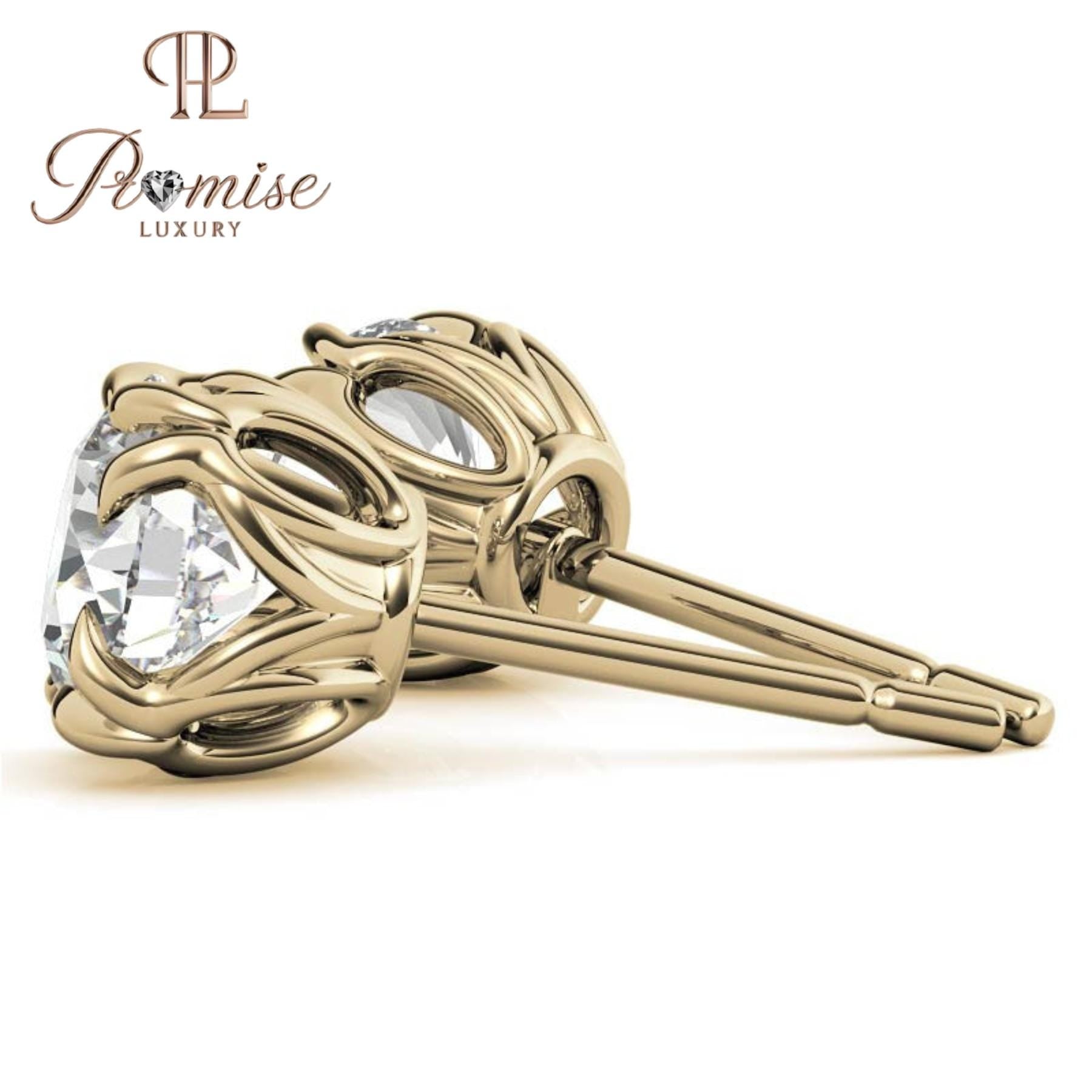 Classic Round Diamond Stud Earrings in Platinum with Claw Prong Setting – Bold, Timeless & Unmatched Brilliance