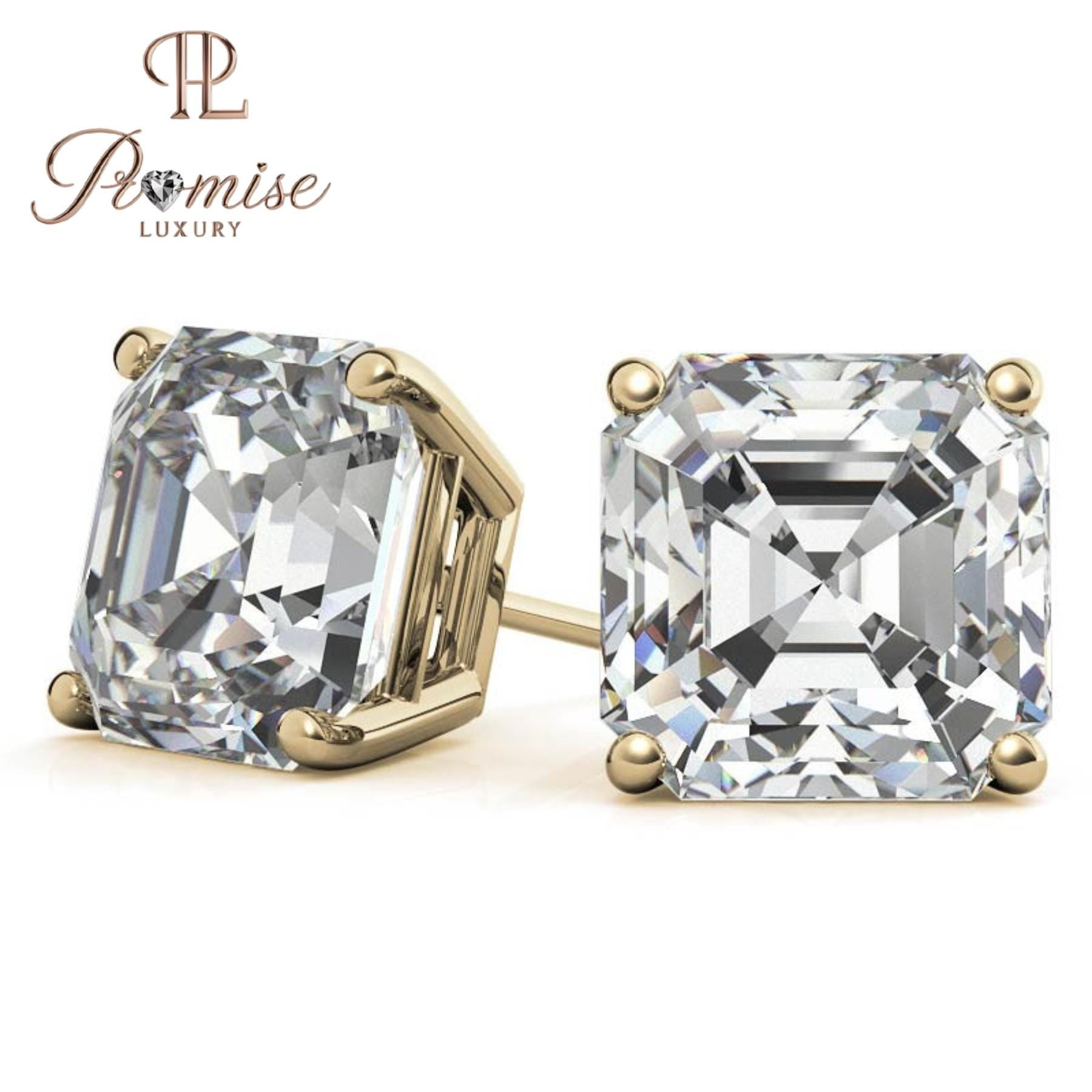Elegant Asscher-Cut Lab Grown Diamond Stud Earrings in Platinum – Timeless Sparkle with a Vintage Soul