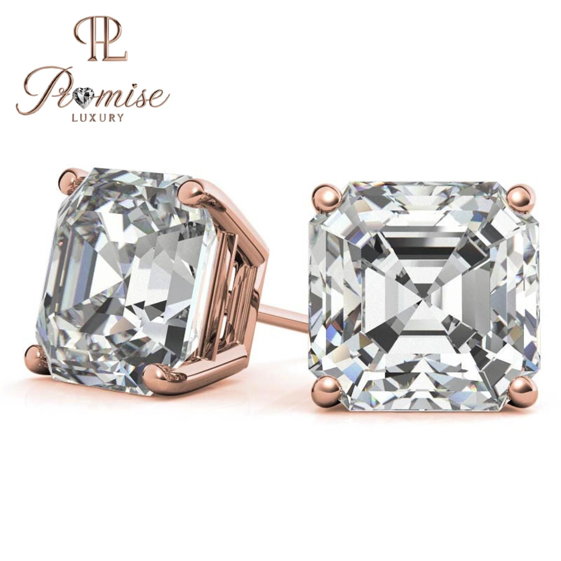 Elegant Asscher-Cut Lab Grown Diamond Stud Earrings in Platinum – Timeless Sparkle with a Vintage Soul