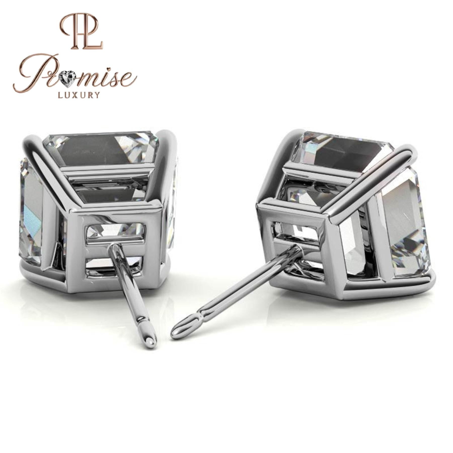 Elegant Asscher-Cut Lab Grown Diamond Stud Earrings in Platinum – Timeless Sparkle with a Vintage Soul