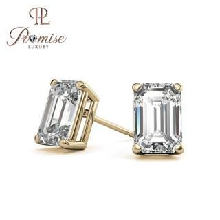 Stunning Emerald-Cut Lab Grown Diamond Stud Earrings with Rose Gold Prongs – Minimalist Luxury with Bold Brilliance