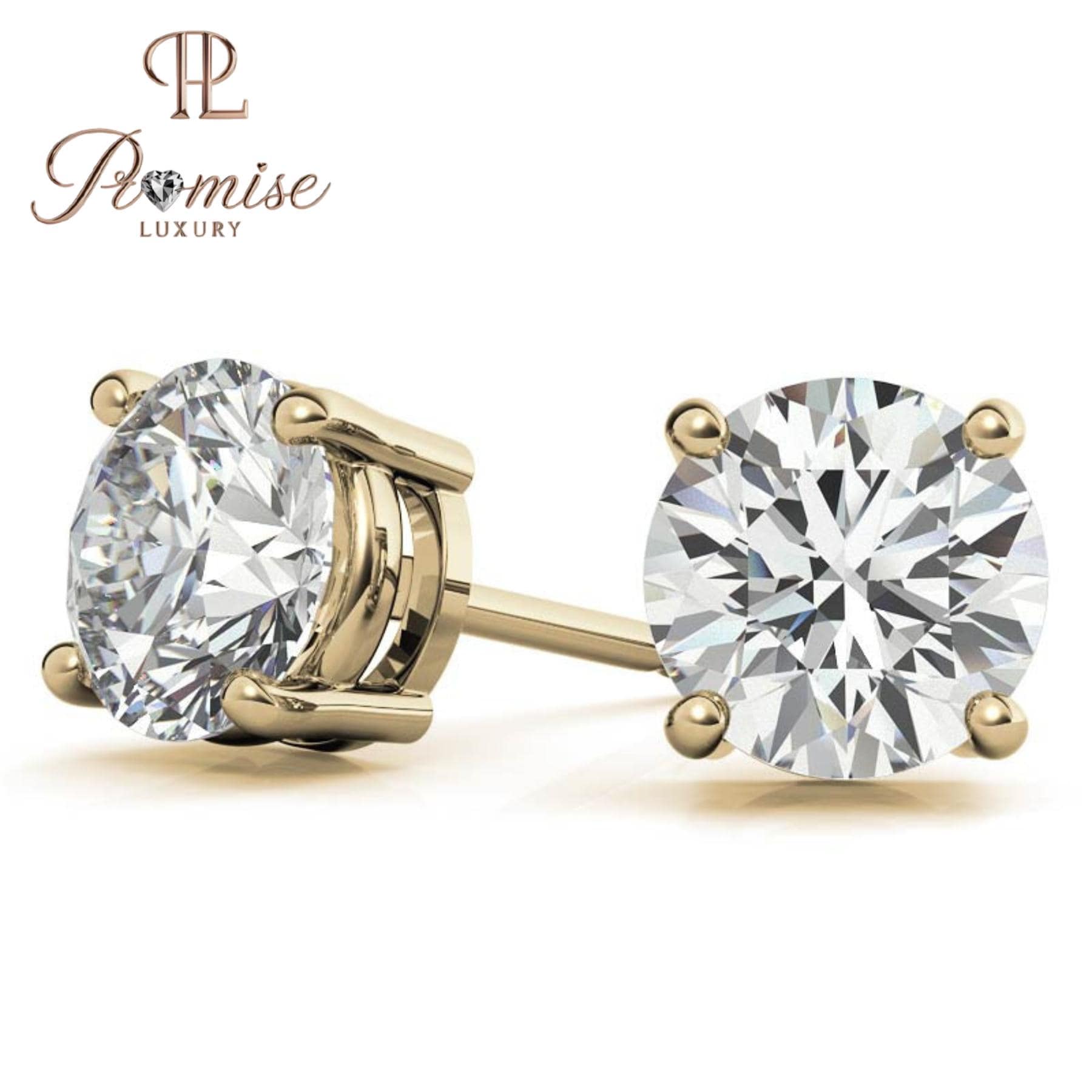 Classic Round Lab-Grown Diamond Stud Earrings in White Gold – Timeless Brilliance for Everyday Elegance