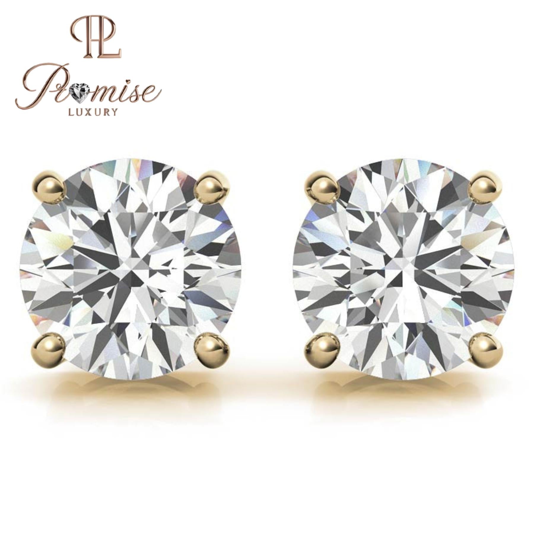 Classic Round Lab-Grown Diamond Stud Earrings in White Gold – Timeless Brilliance for Everyday Elegance