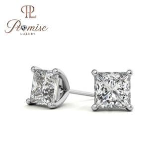 Princess Cut Lab-Grown Diamond Stud Earrings in White Gold – Sharp, Modern Brilliance for Effortless Sophistication