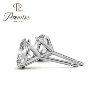 Oval Cut Lab-Grown Diamond Stud Earrings in White Gold – Timeless Sparkle with Elegant Elongated Brilliance