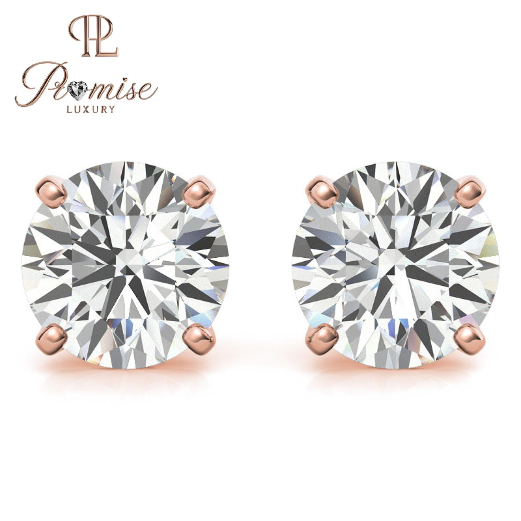 Classic Round Lab-Grown Diamond Stud Earrings in Yellow Gold – Elegant Everyday Luxury with Timeless Brilliance
